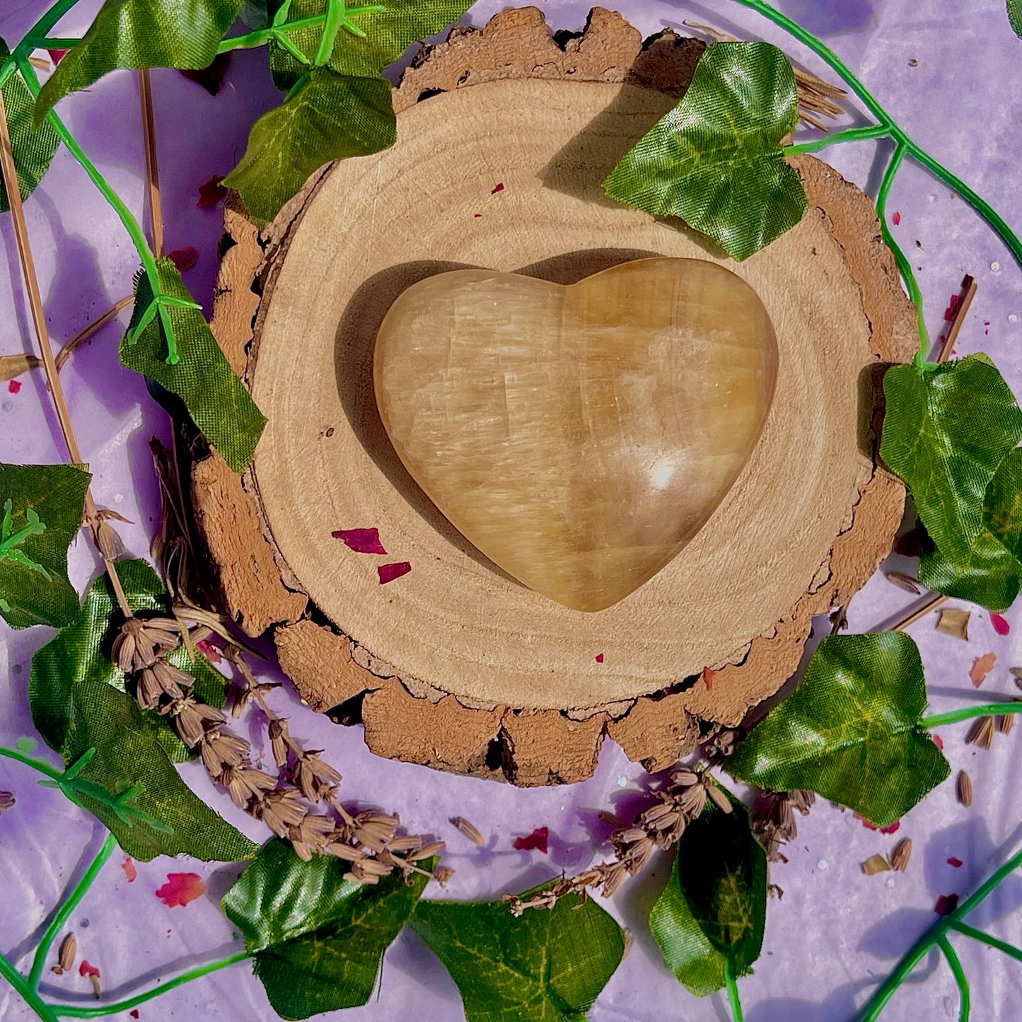 yellow fluorite heart carving