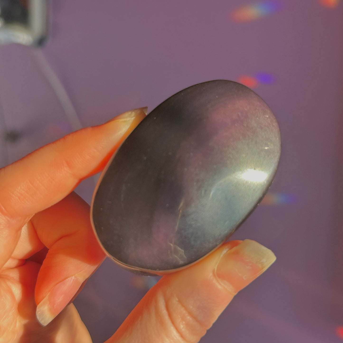 rainbow obsidian palm stone ~ intuitively chosen
