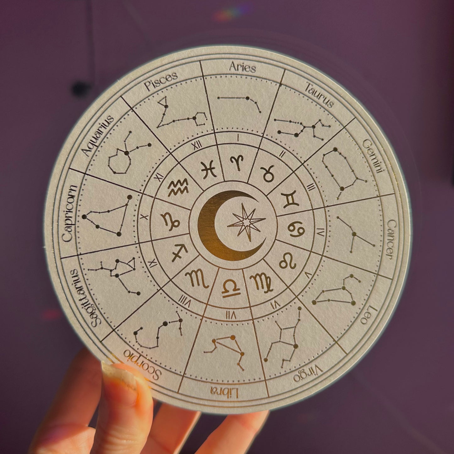 astrology wheel jewellery box with mirror