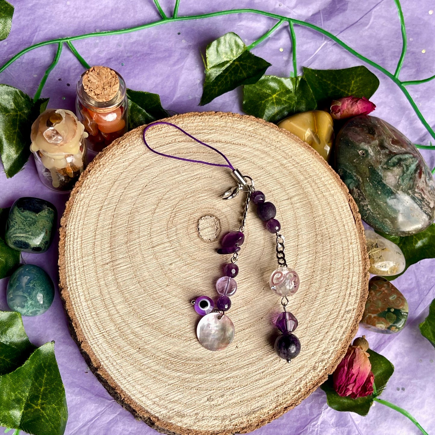 purple phone charm