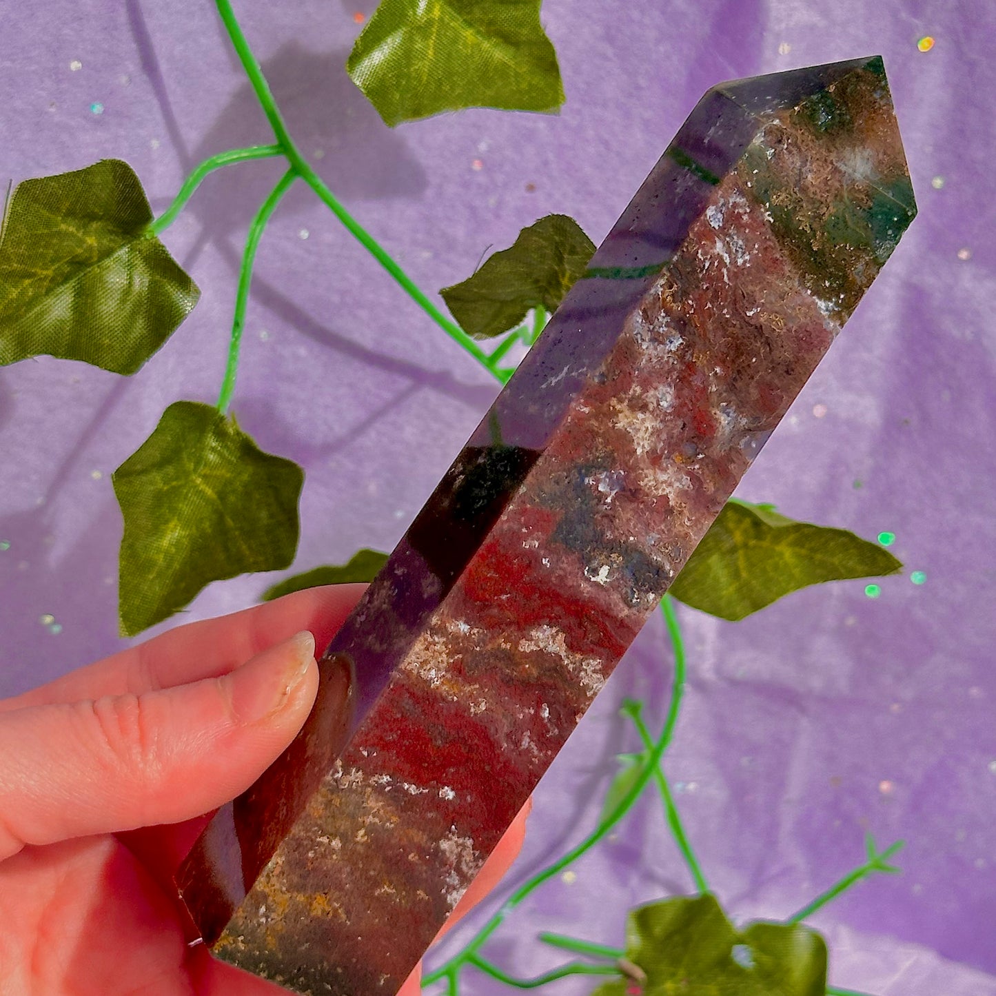 red moss agate tower