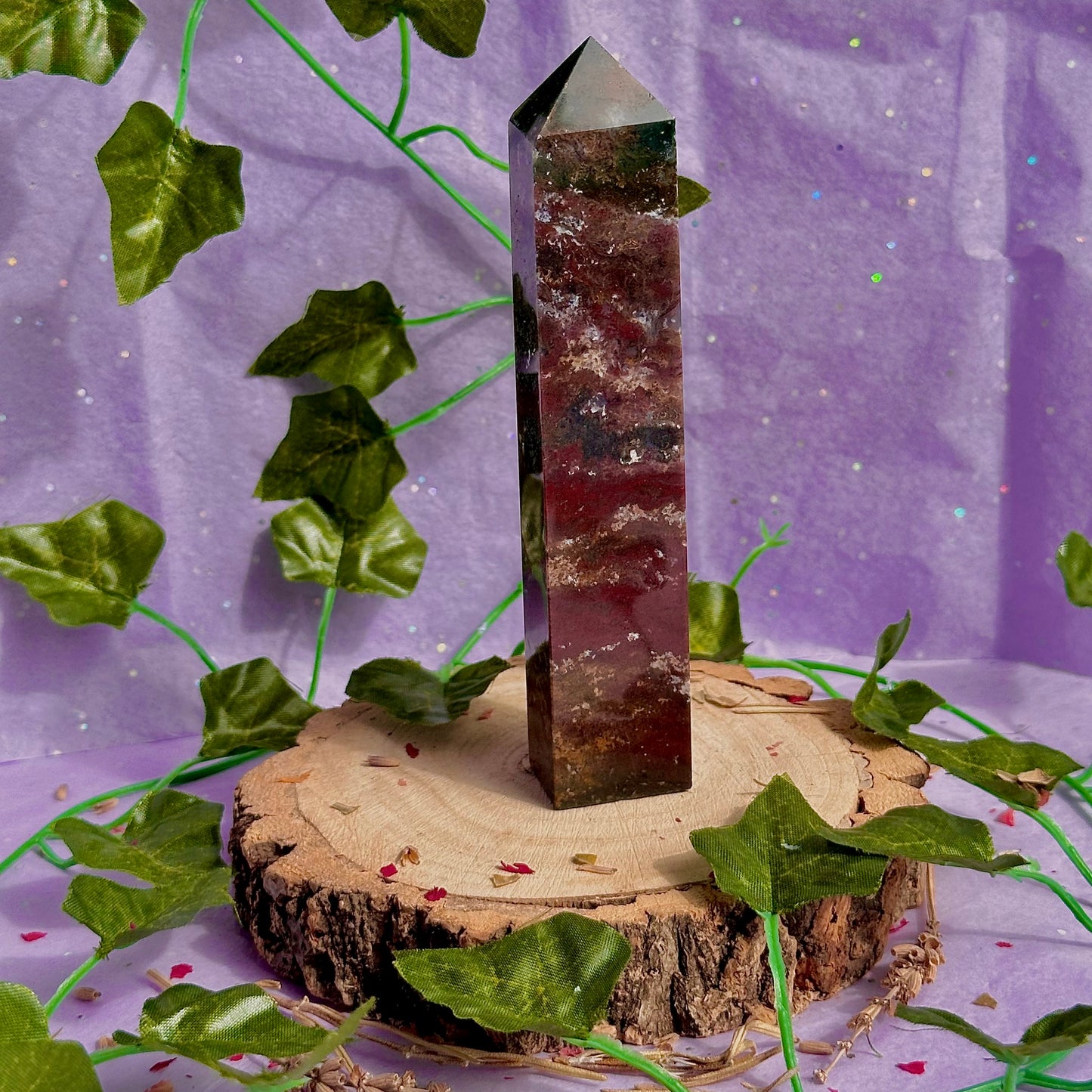 red moss agate tower