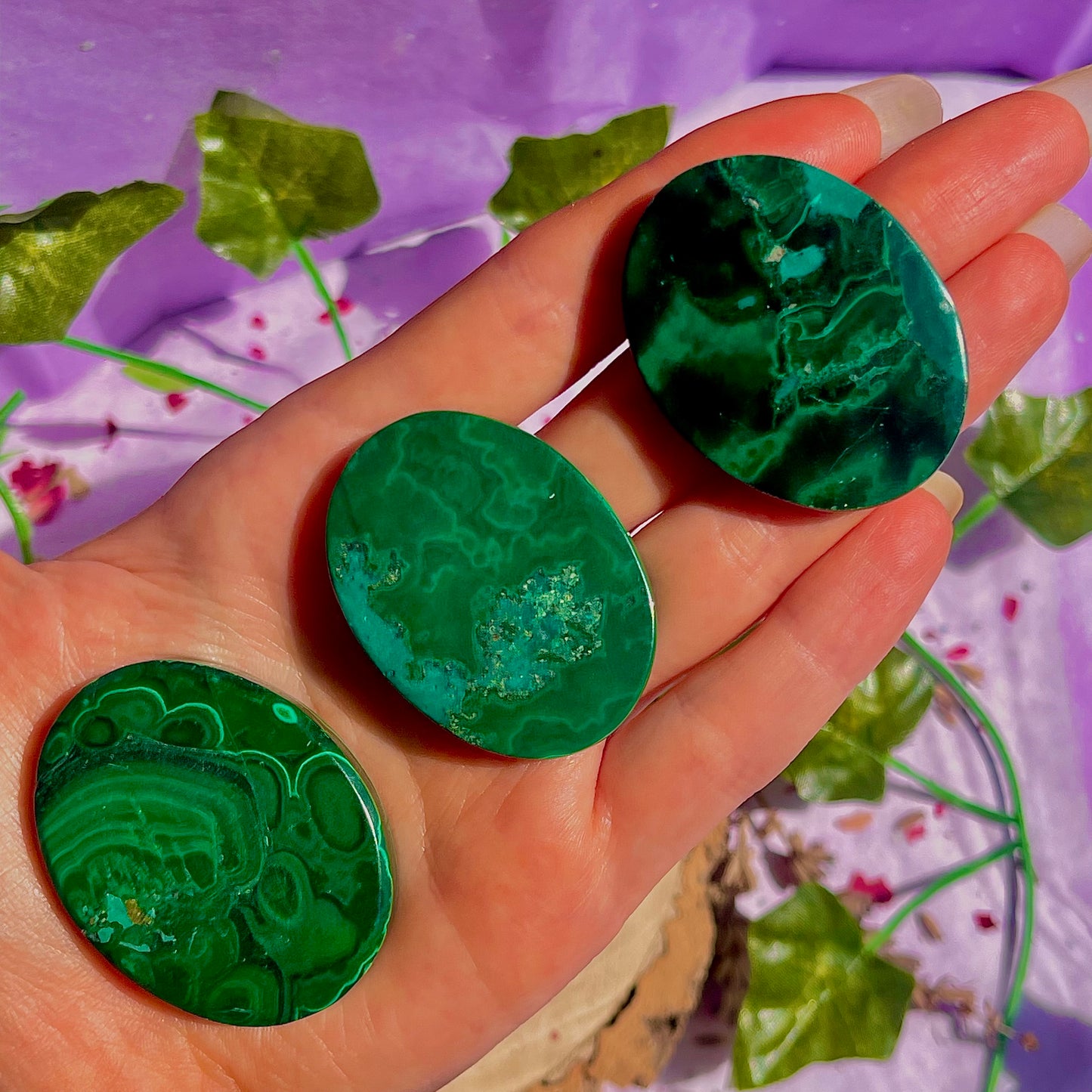 malachite palm stone ~ intuitively chosen