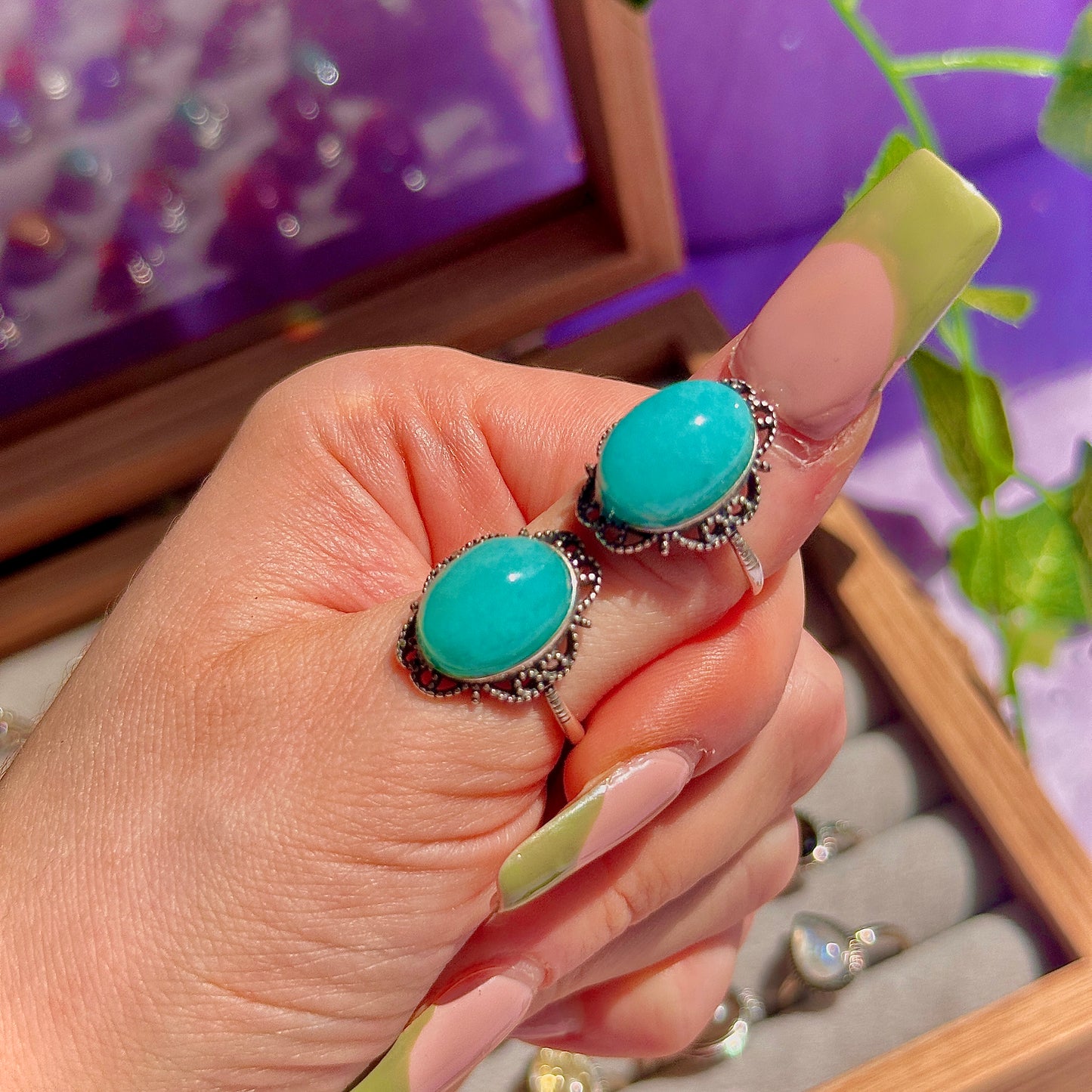 amazonite 925 sterling silver adjustable ring