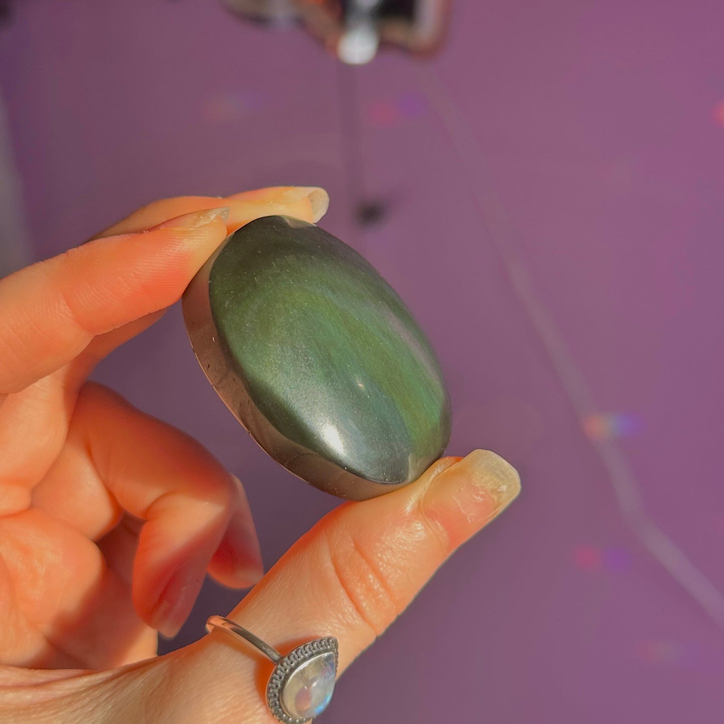 rainbow obsidian palm stone ~ intuitively chosen