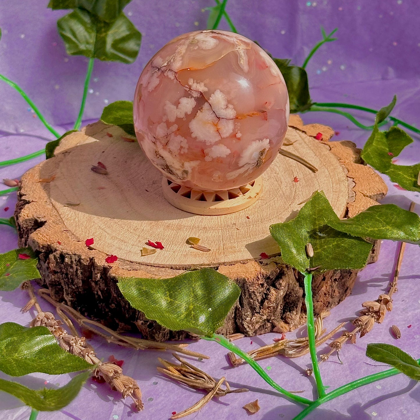 flower agate sphere
