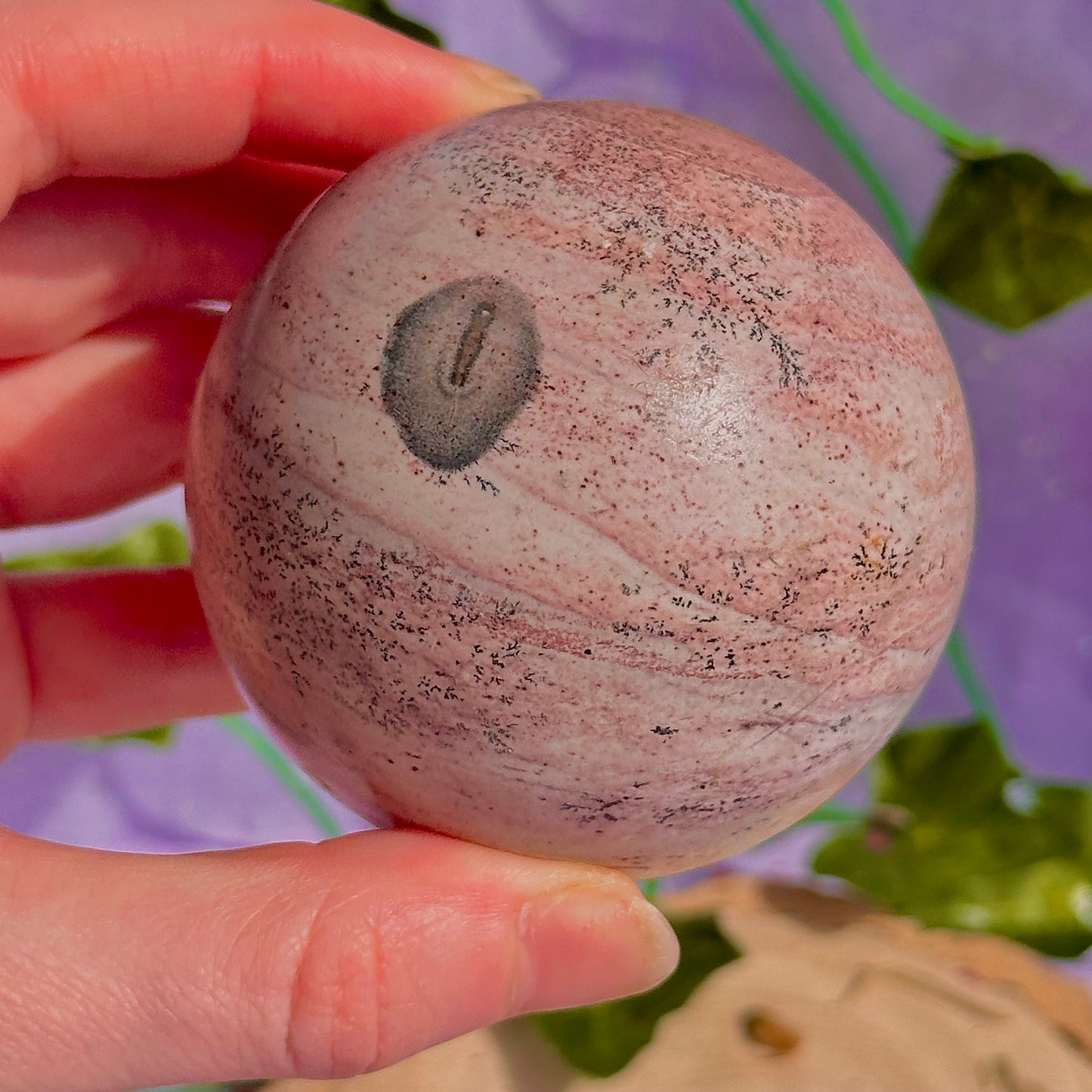 pink picture jasper sphere