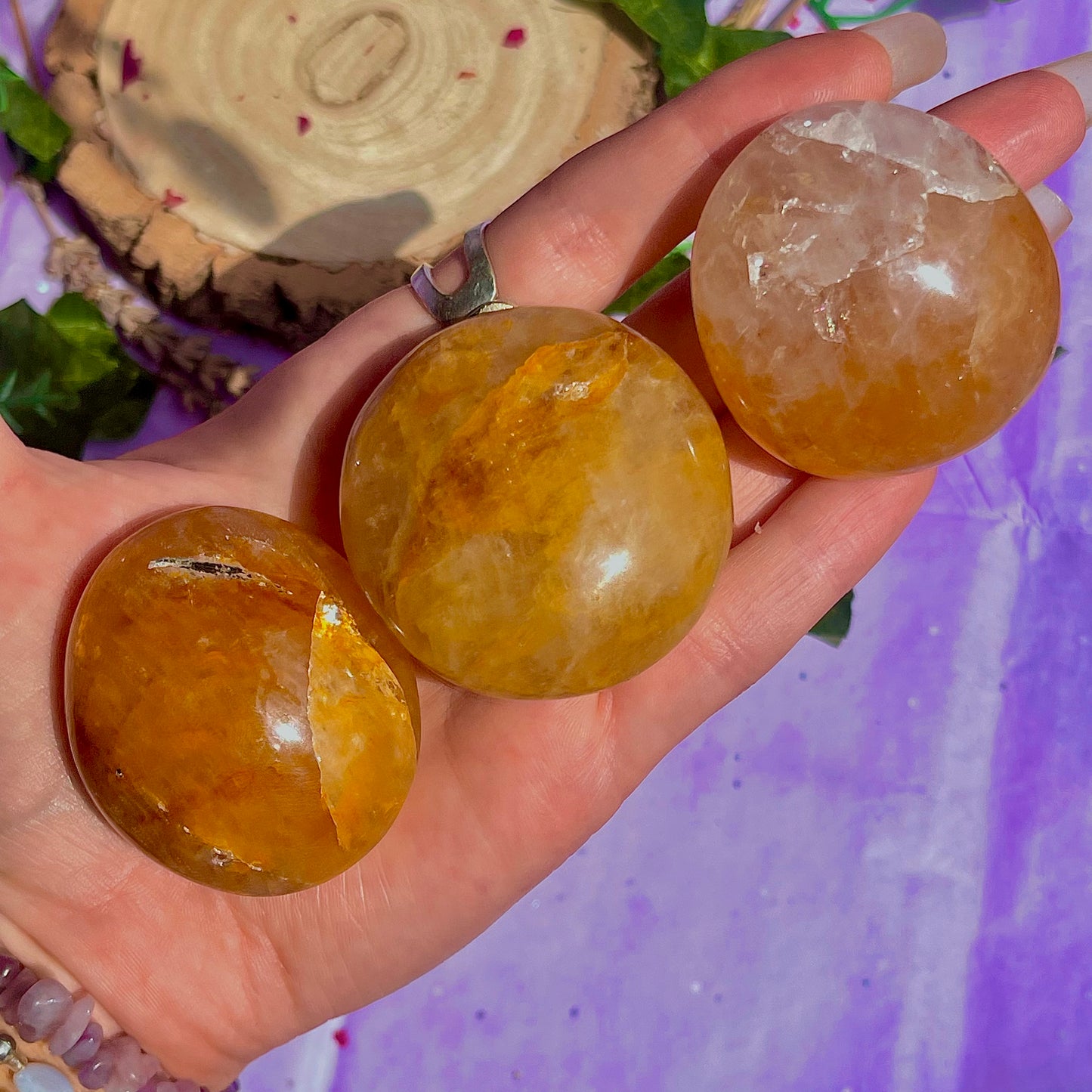 golden healer palm stones ~ intuitively chosen