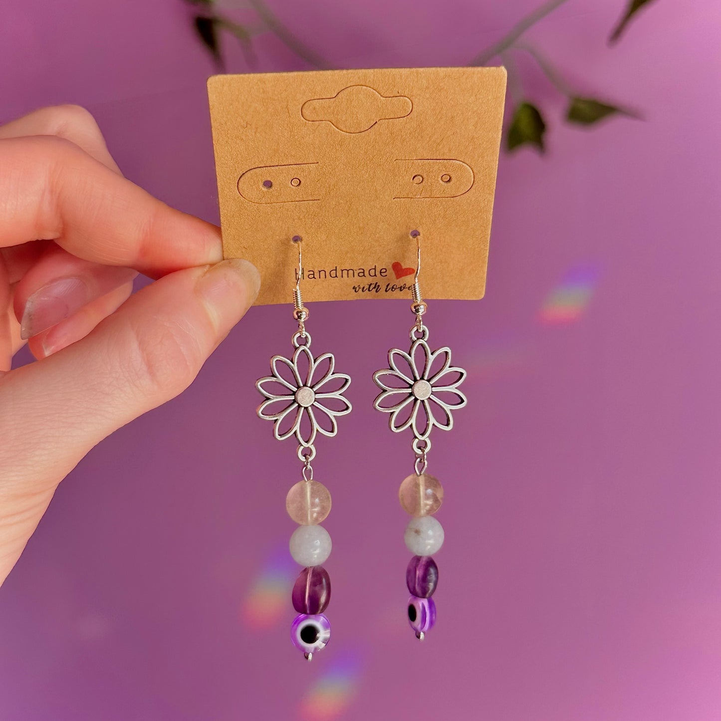 bloom earrings on 925 hooks ~ fluorite, aquamarine, calcite