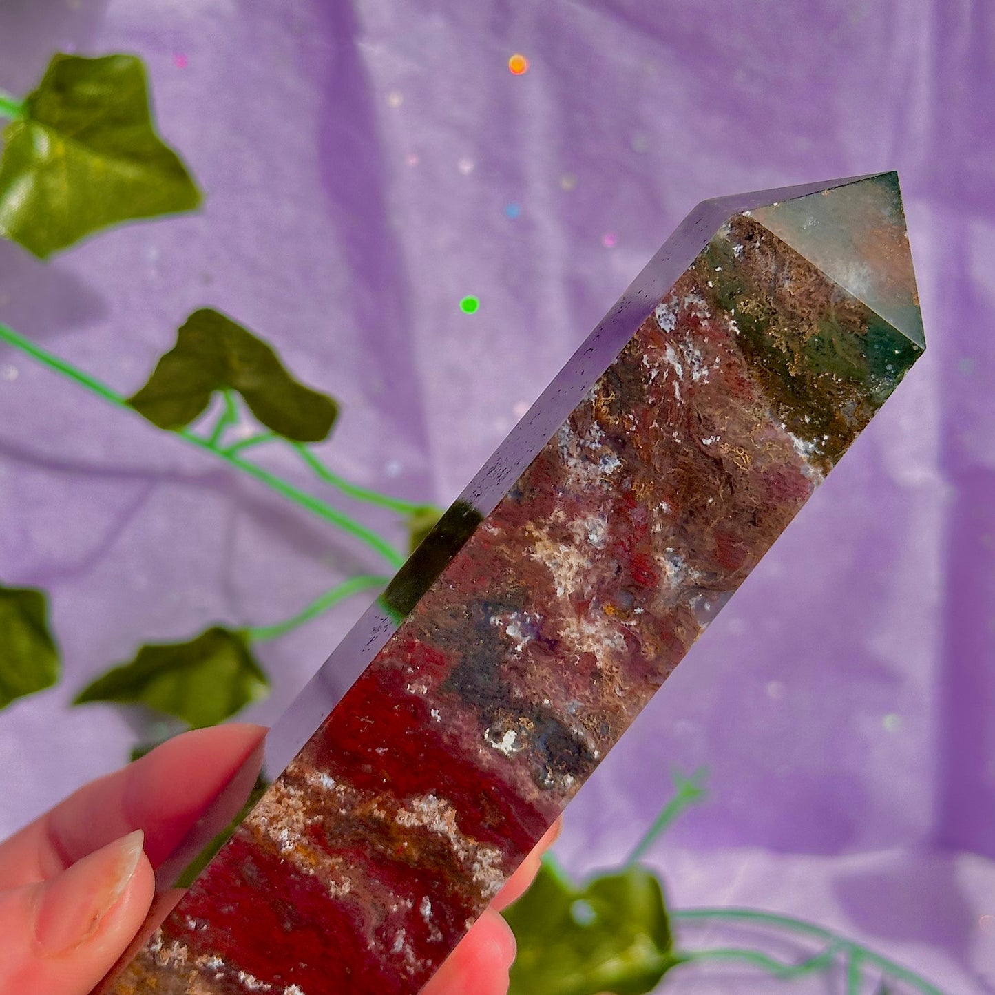 red moss agate tower