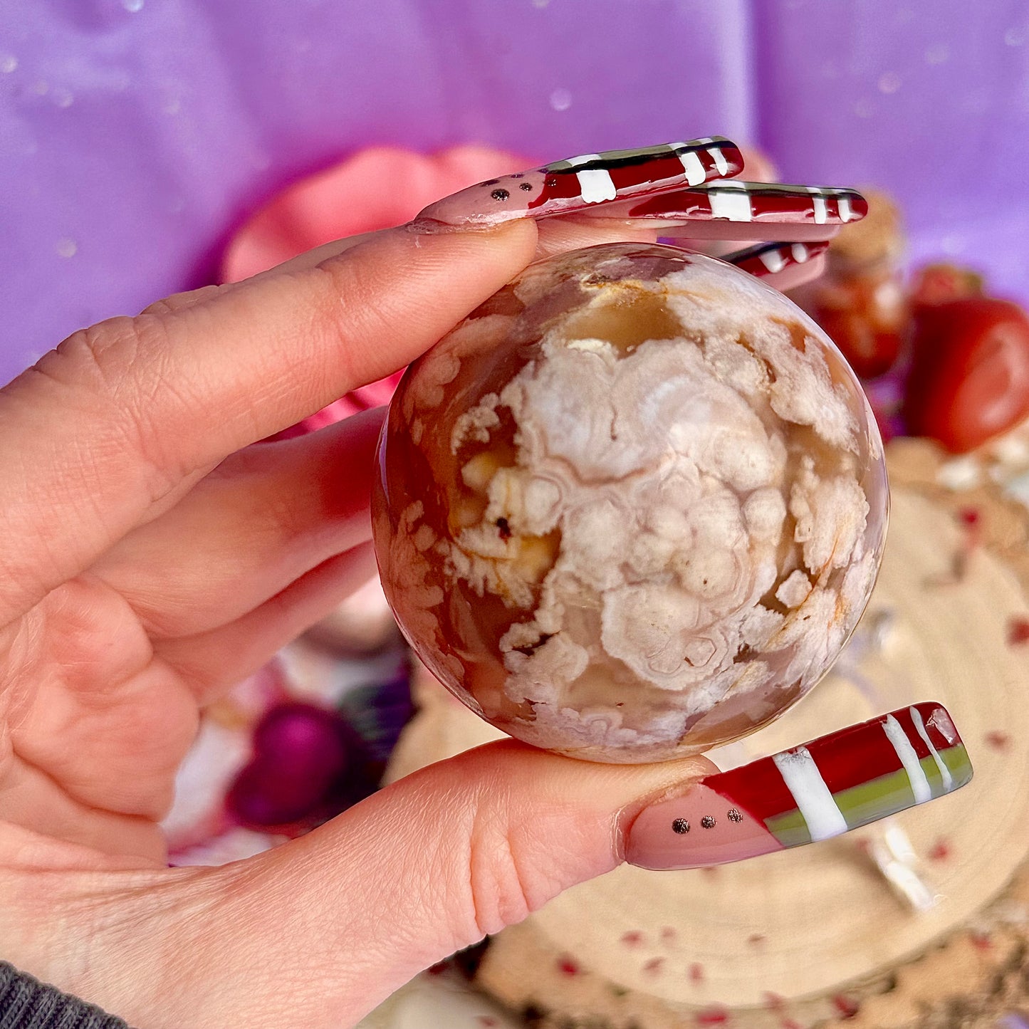 flower agate sphere A