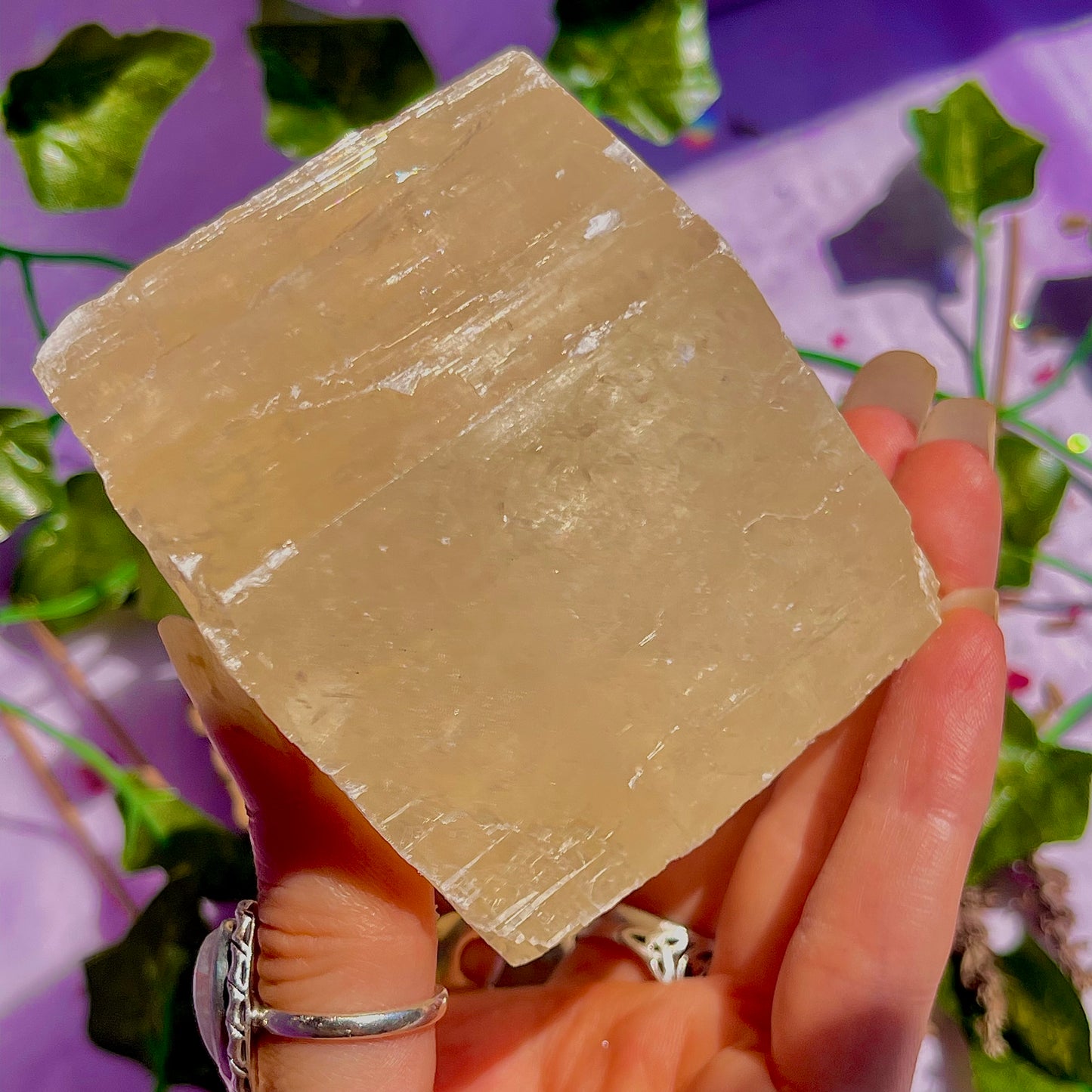 optical golden calcite natural rhododendron ~ xlarge