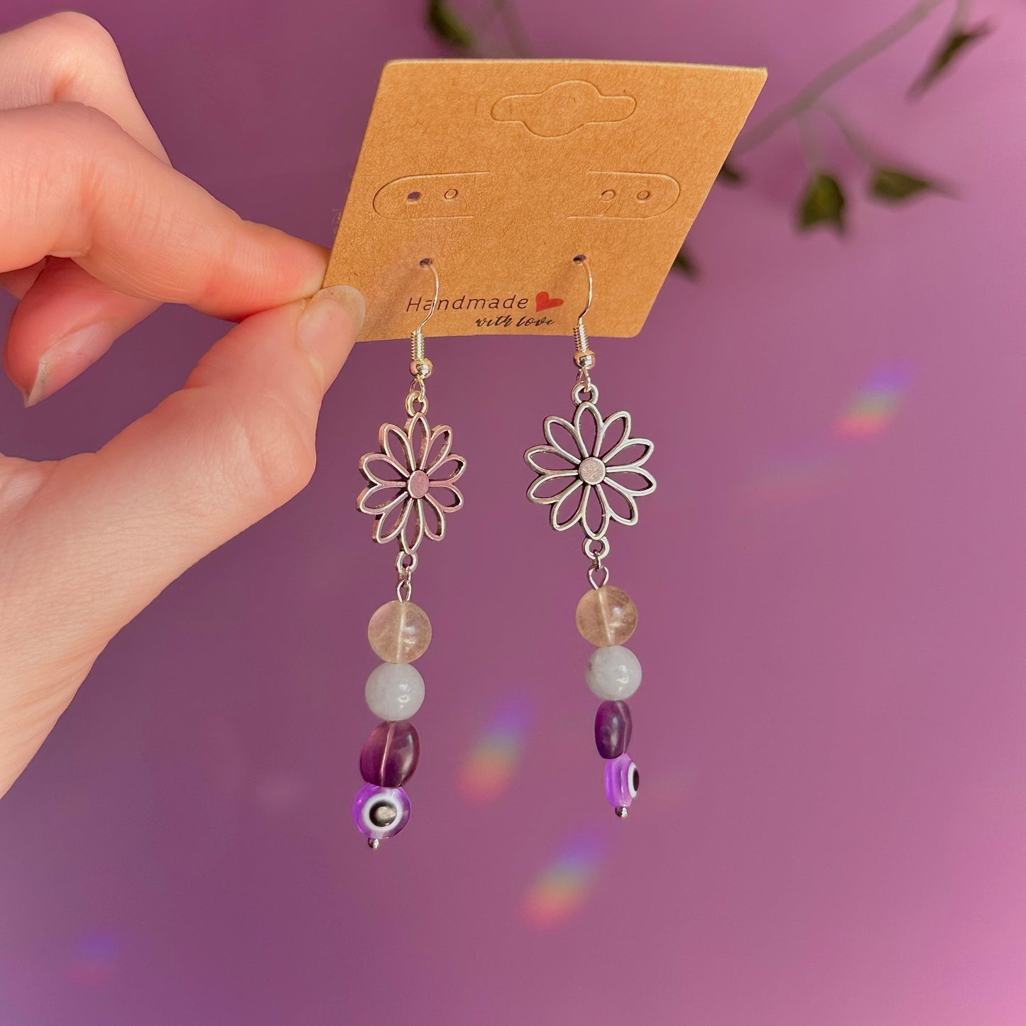 bloom earrings on 925 hooks ~ fluorite, aquamarine, calcite