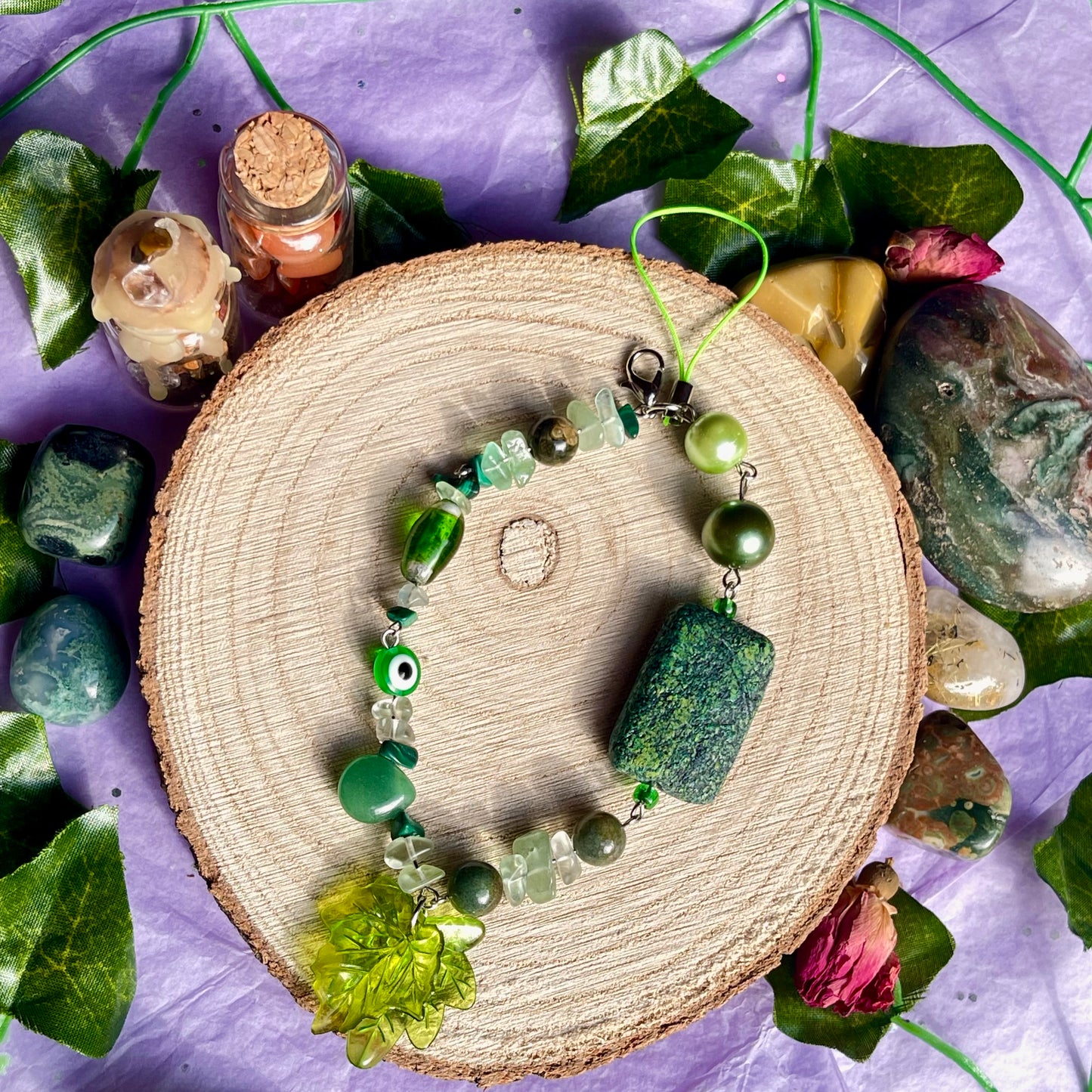 green phone charm