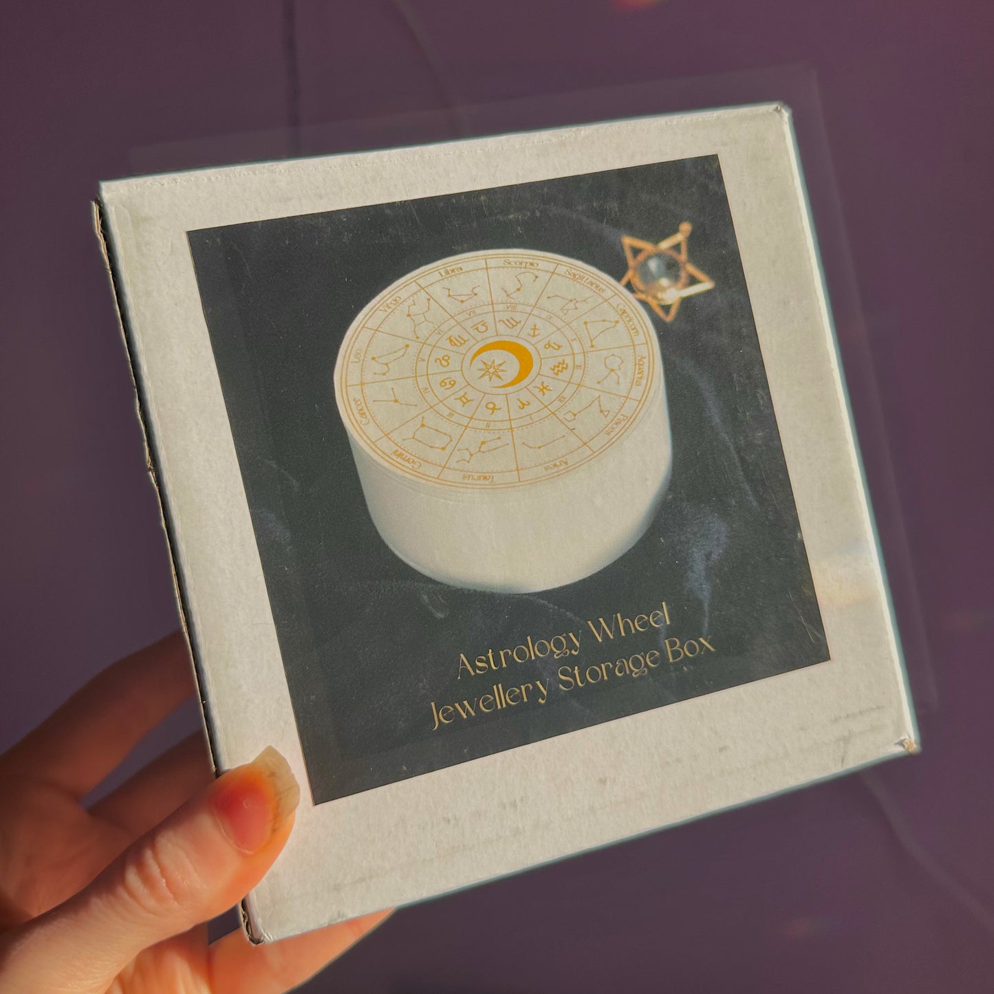 astrology wheel jewellery box with mirror