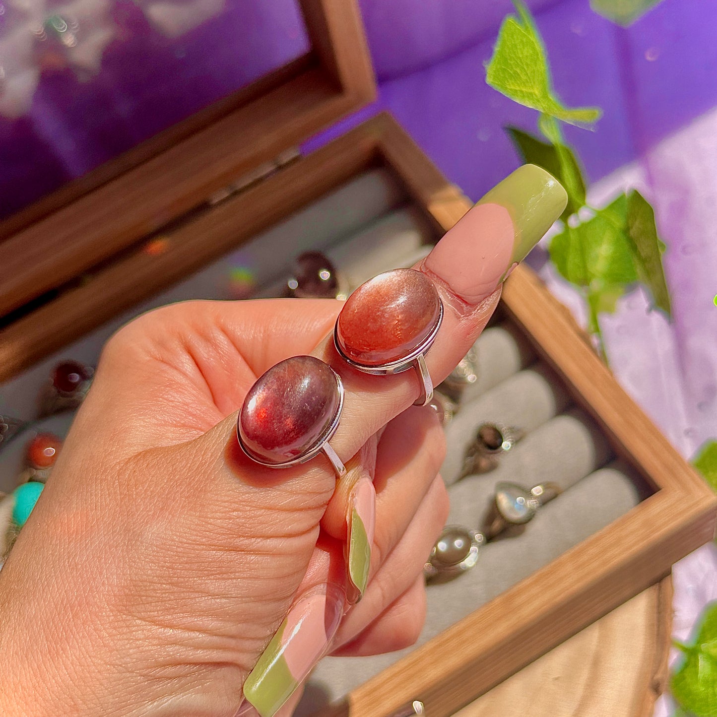 red lepidolite 925 sterling silver adjustable ring