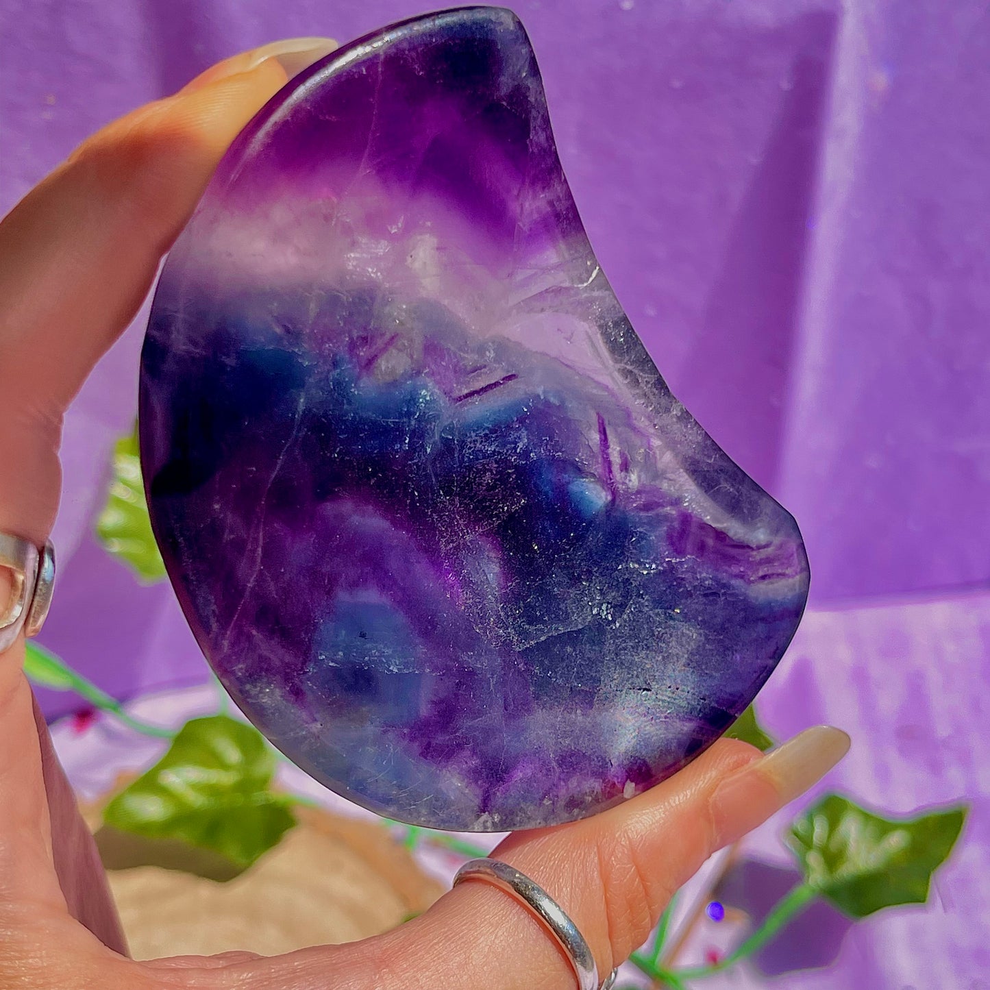 rainbow fluorite moon bowl D