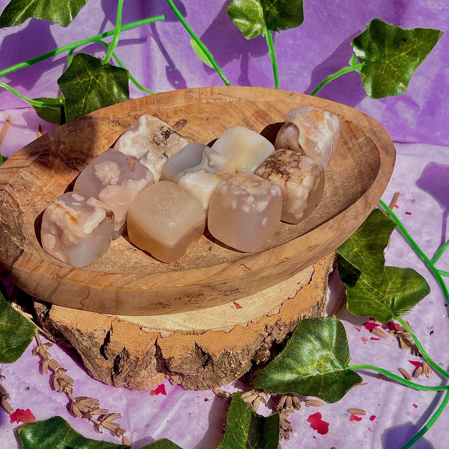 flower agate cubes