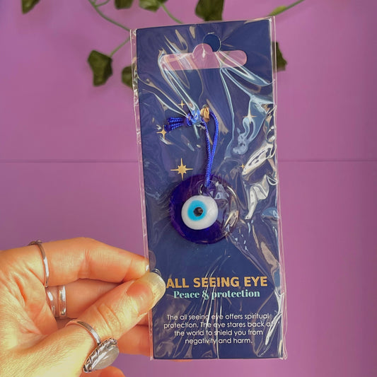 glass all seeing eye protection charm