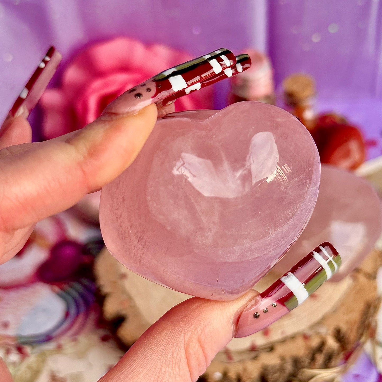 Cœurs en quartz rose starlight asterism ~ choisissez le vôtre