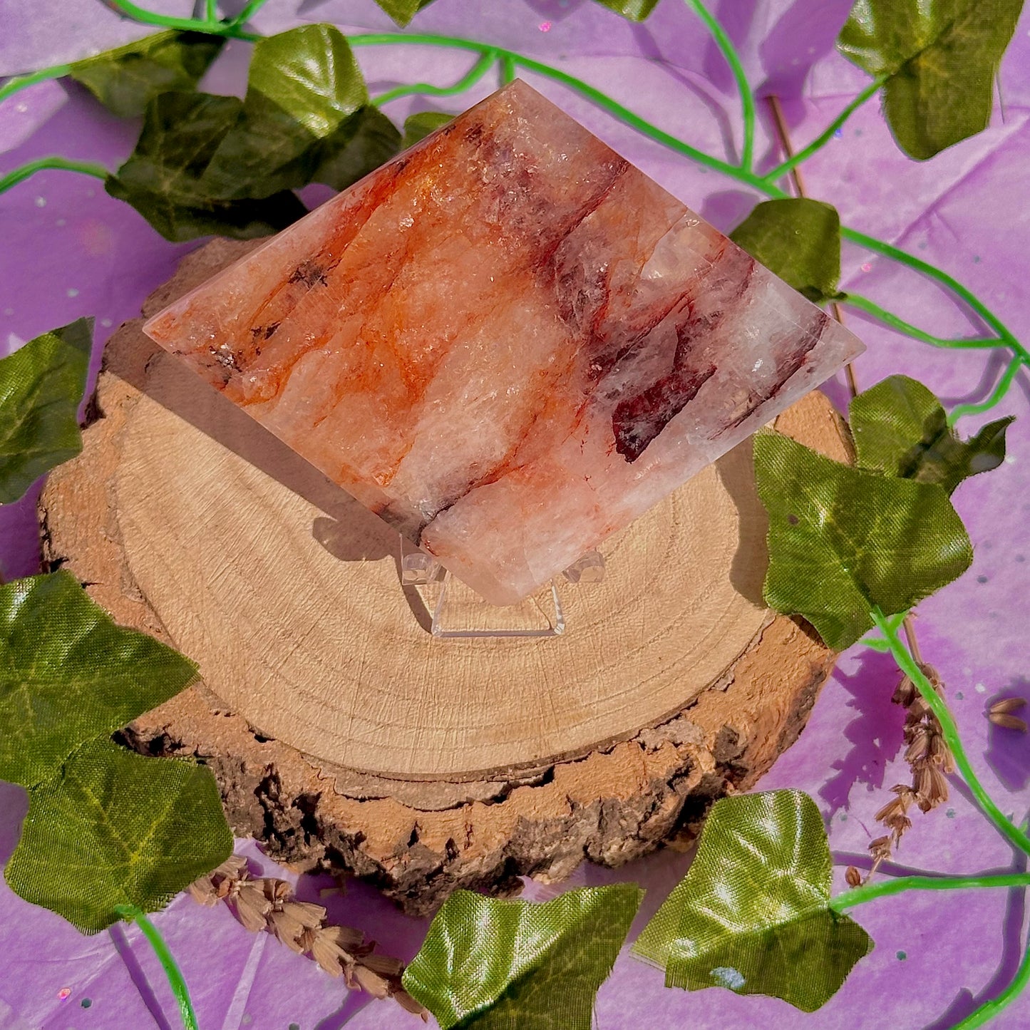 fire quartz diamond carving with stand