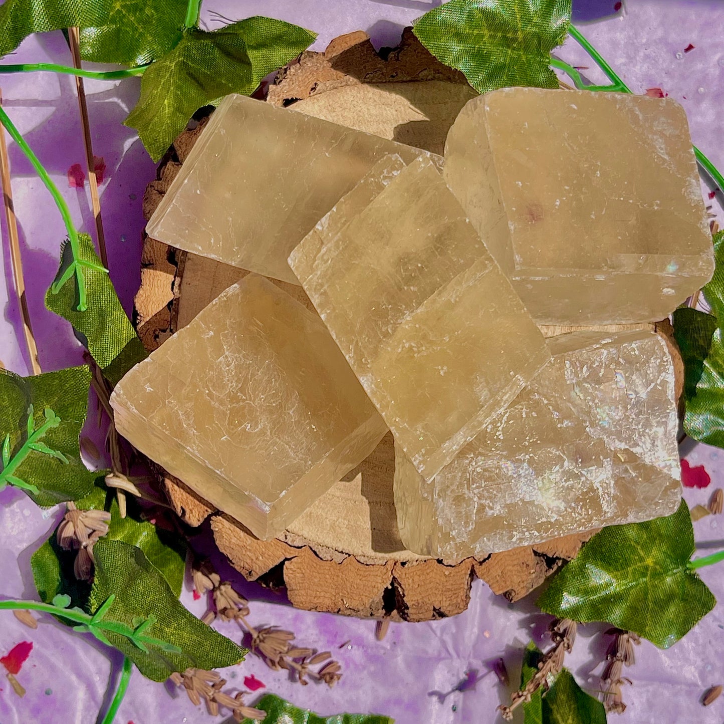 optical golden calcite natural rhombohedrons ~ small