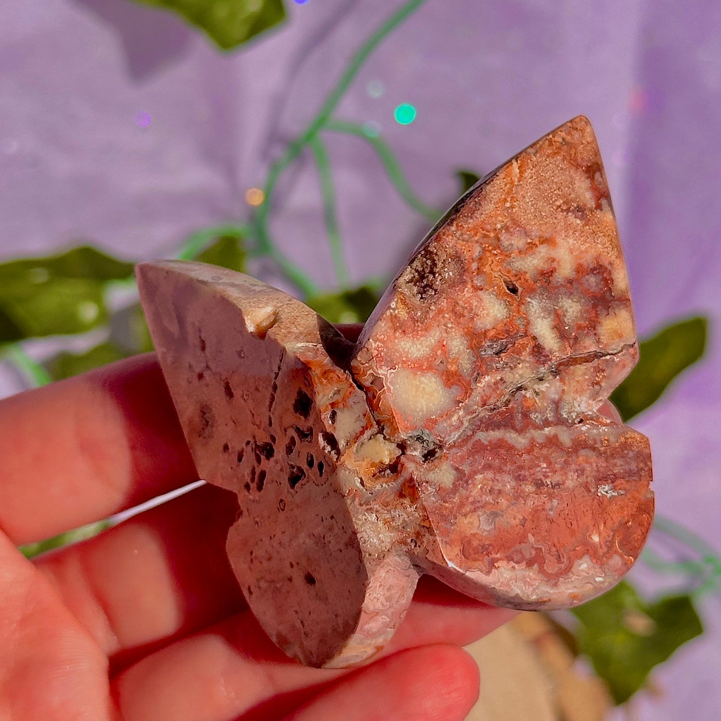 indonesian rare pink lace agate butterflies, self standing ~ choose your own