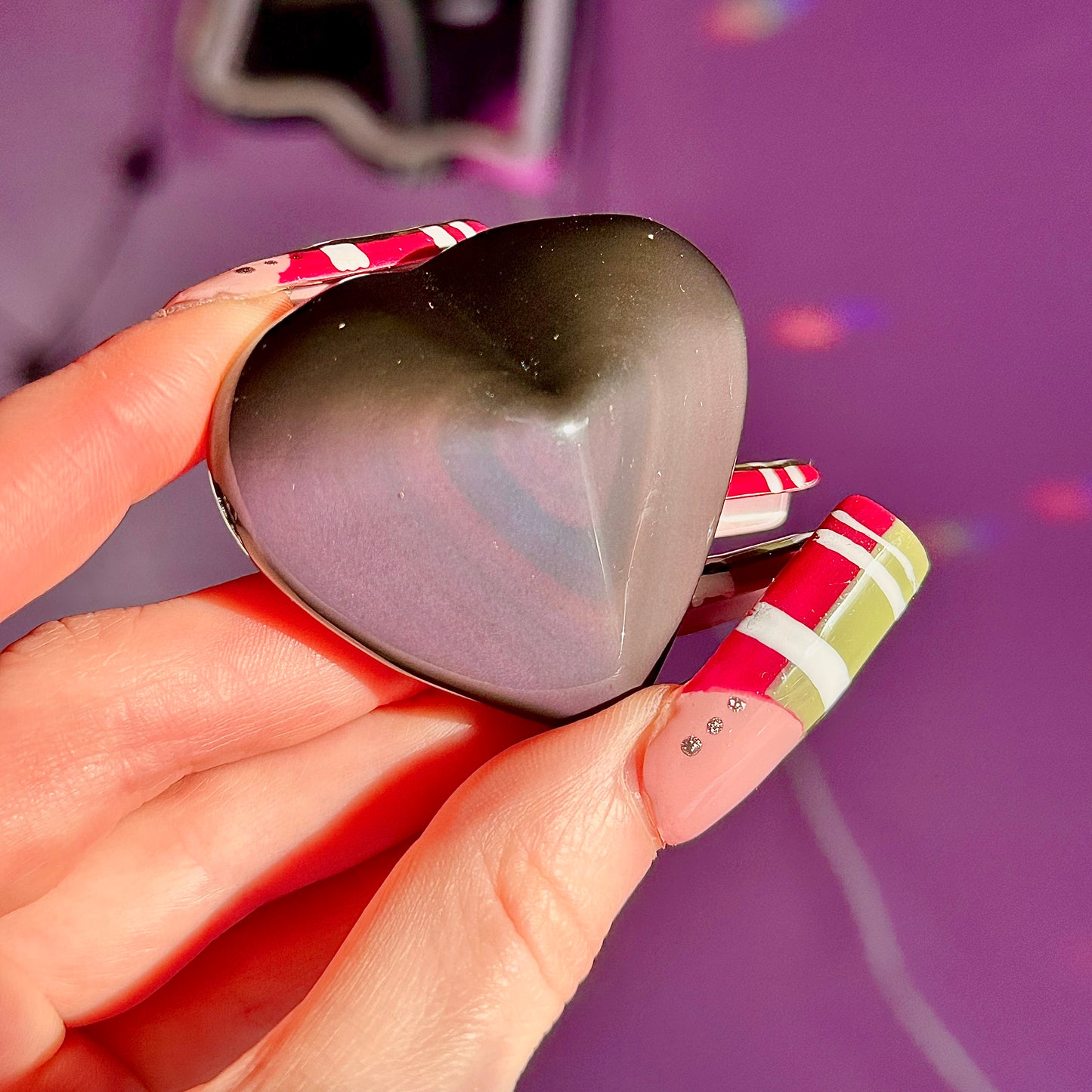 rainbow obsidian heart carvings A & B