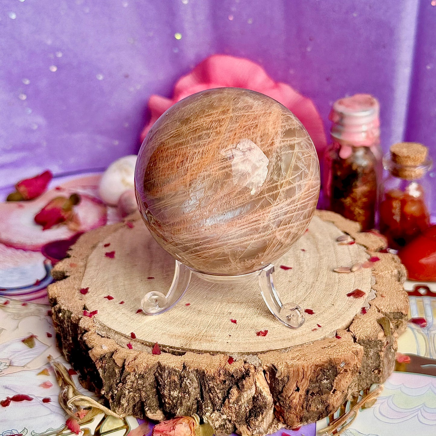 sphère de pierre de lune rose A