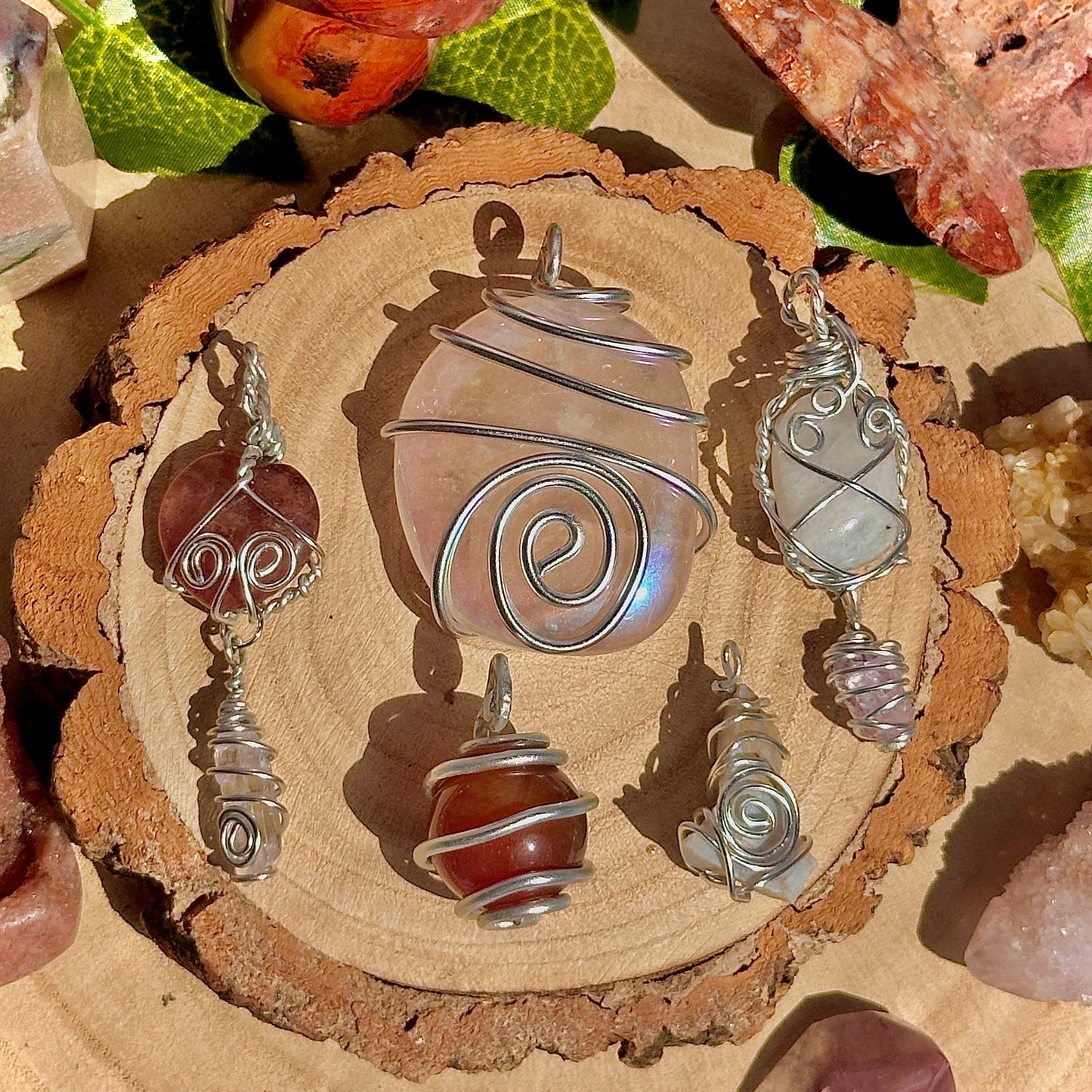 fairy spiral wire wrapped pendants ~ aluminium craft wire
