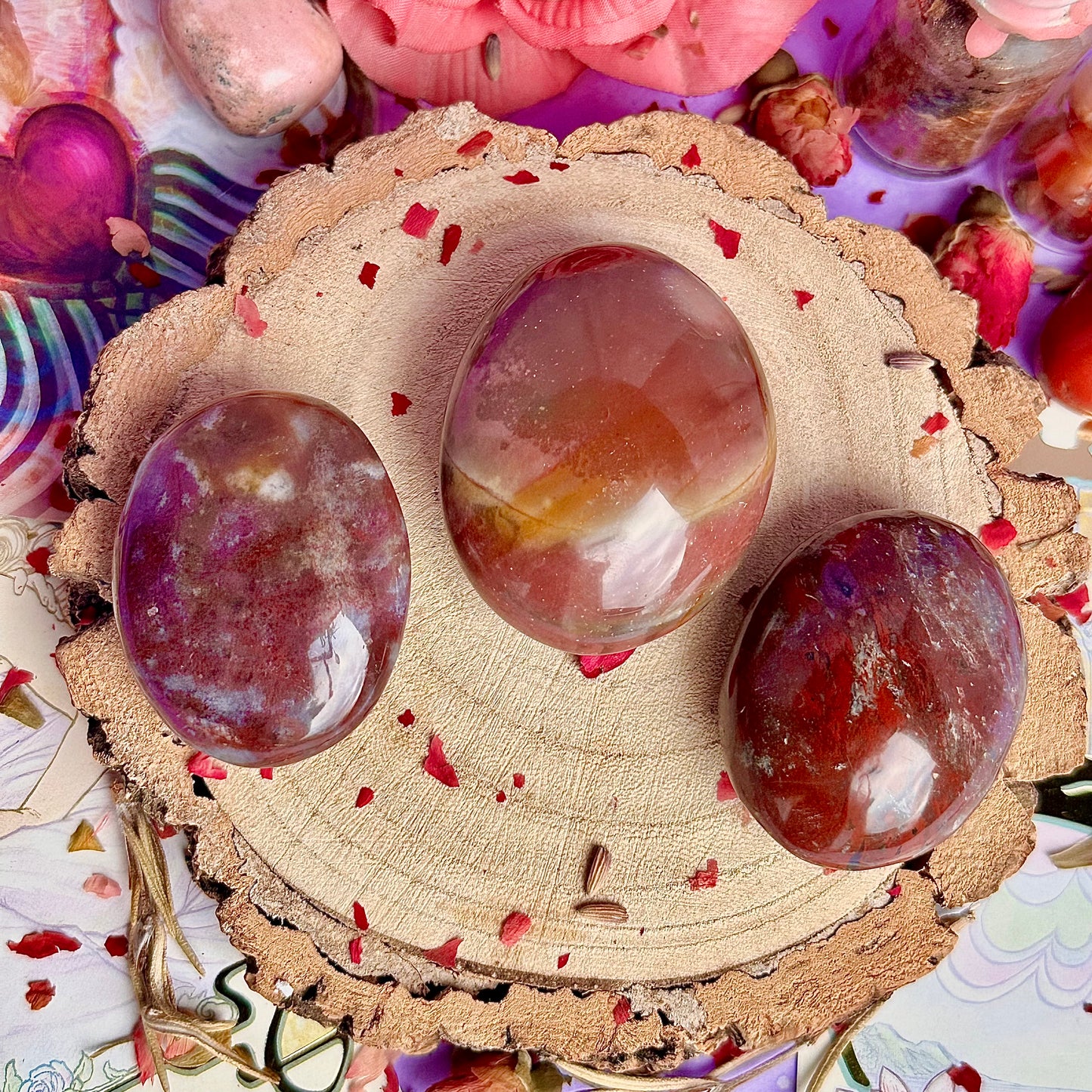 pierres de poche de jaspe océanique rouge ~ choisissez la vôtre