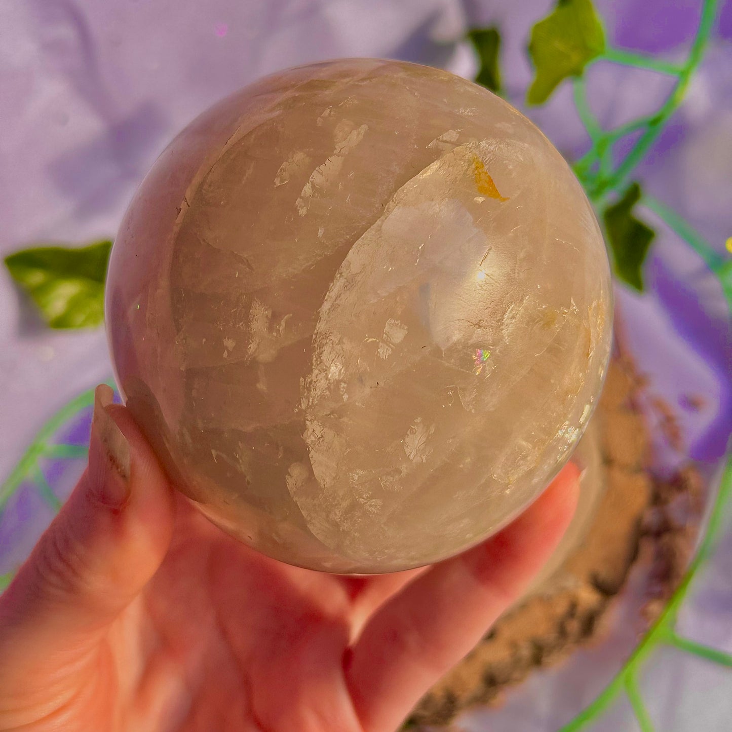 sphère de quartz rose bleu ~ 626g