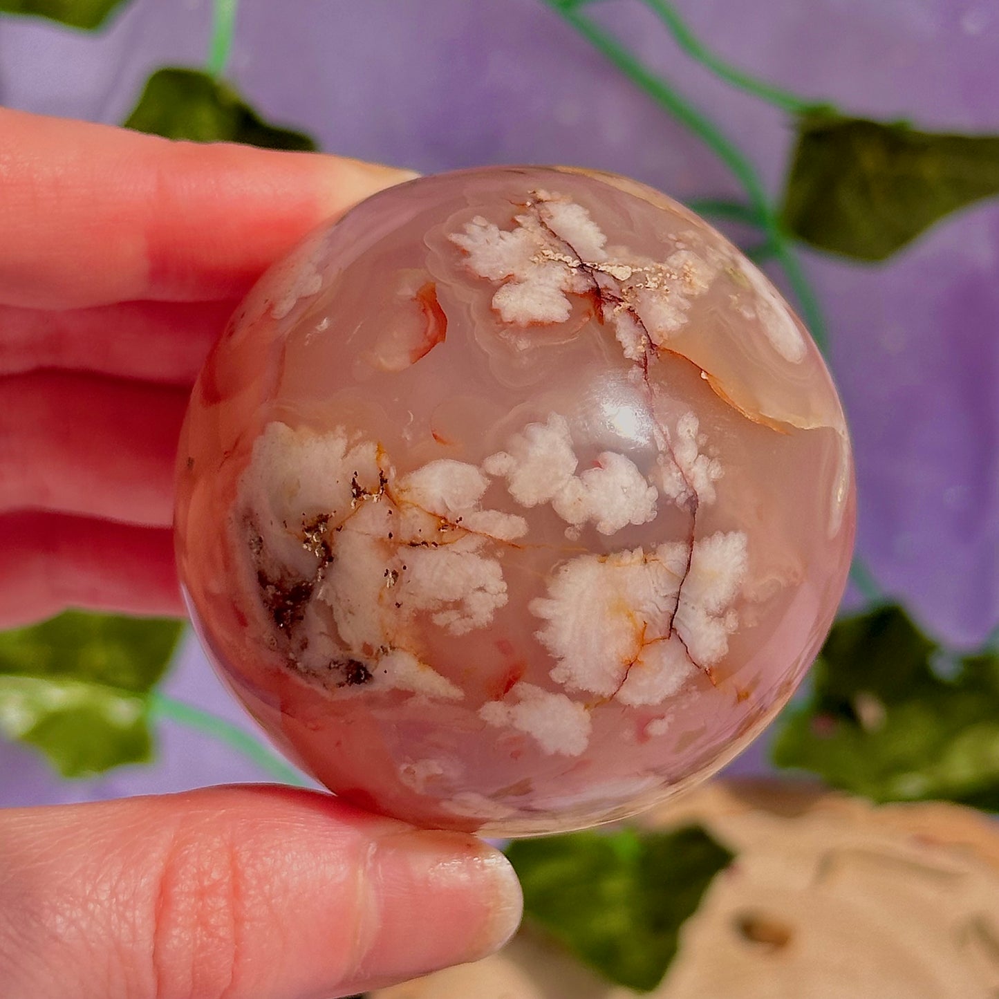 flower agate sphere