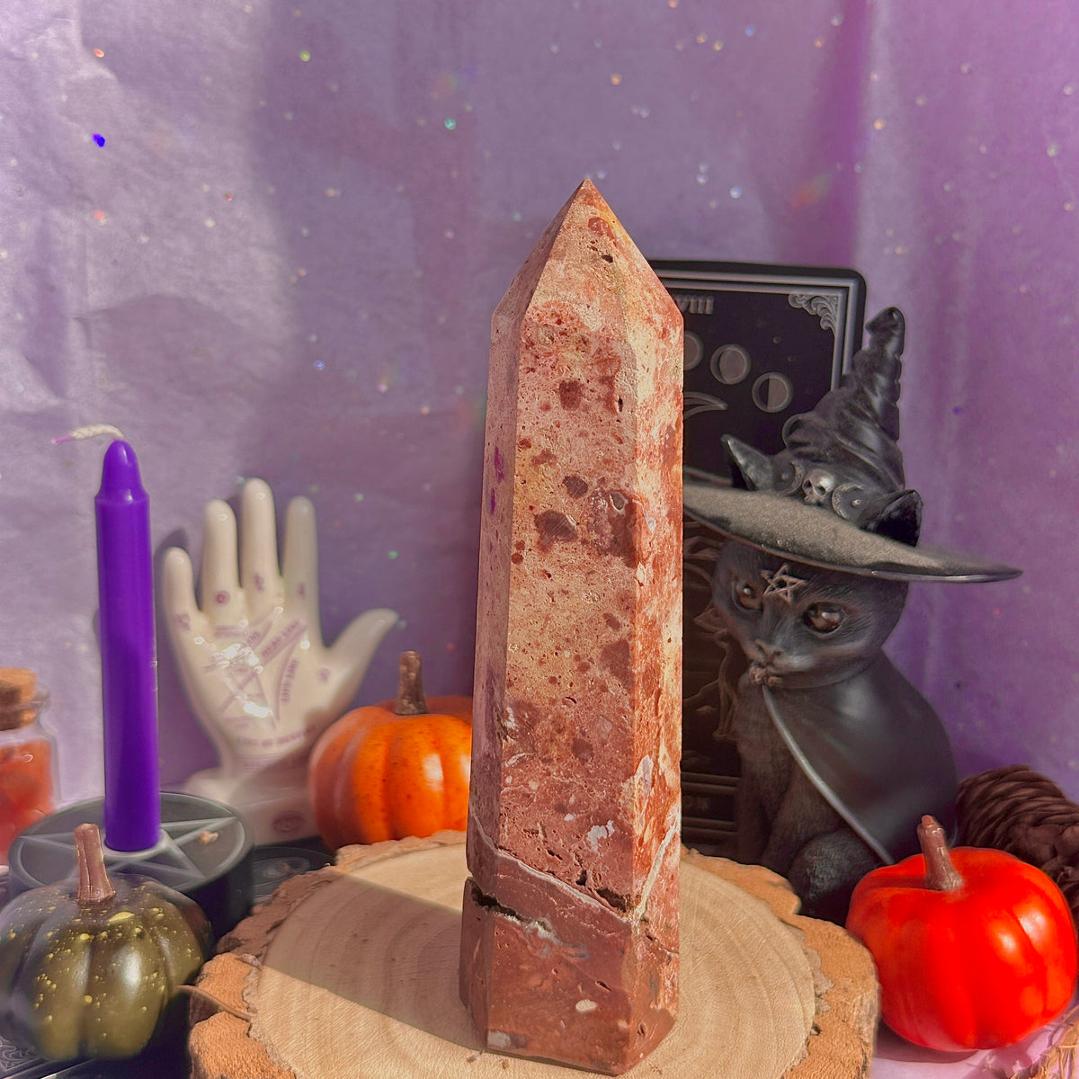 flower jasper “blood splatter” tower