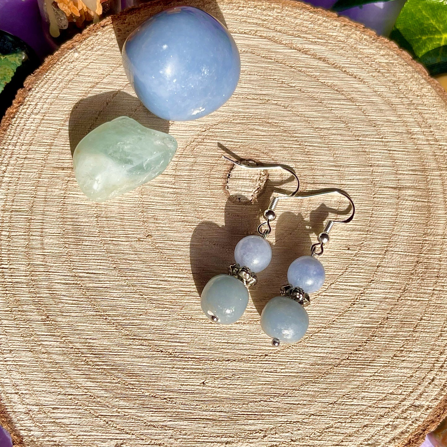 aquamarine & angelite earrings on 925 hooks