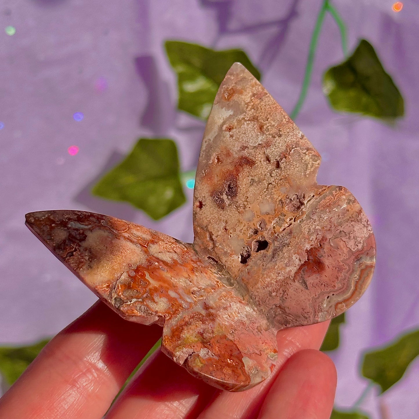 indonesian rare pink lace agate butterflies, self standing ~ choose your own
