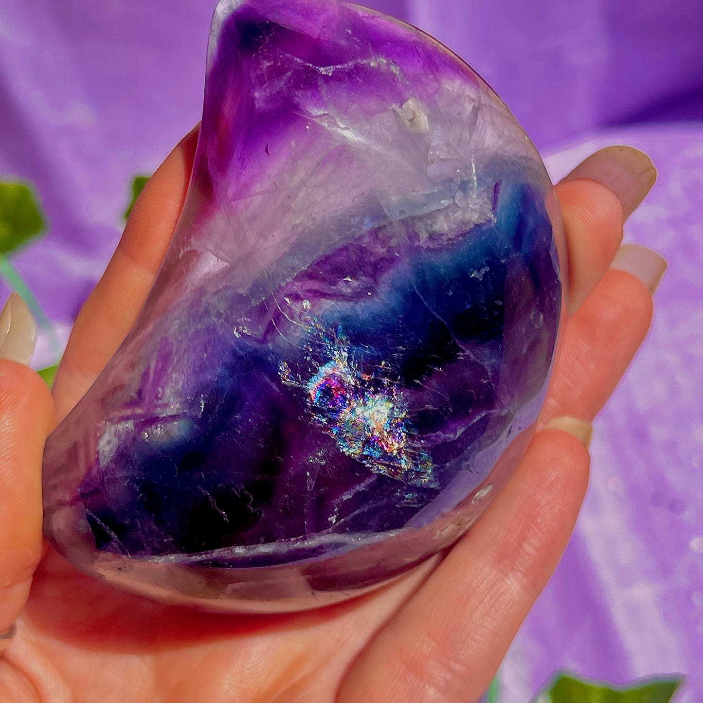 rainbow fluorite moon bowl D
