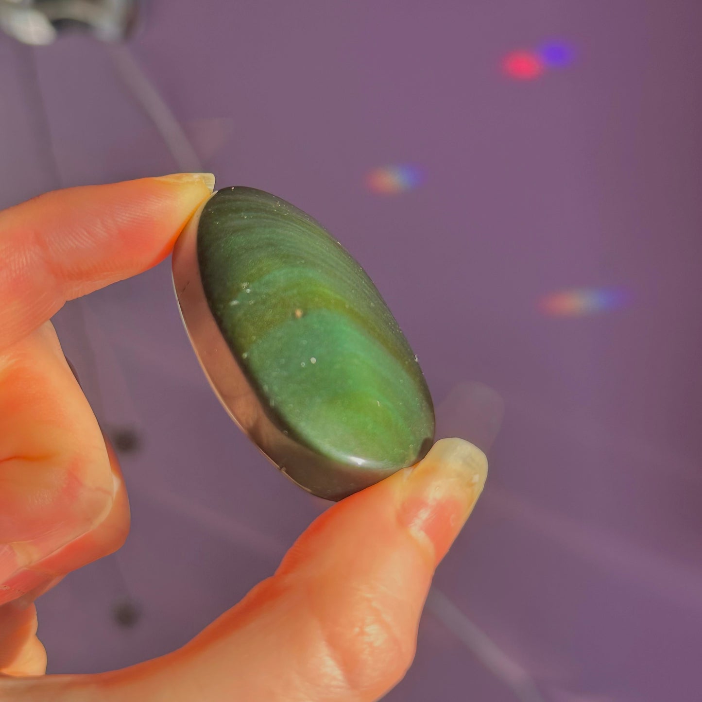 rainbow obsidian palm stone ~ intuitively chosen