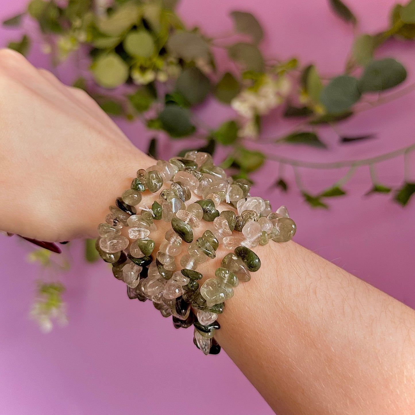 green rutile chip bracelets