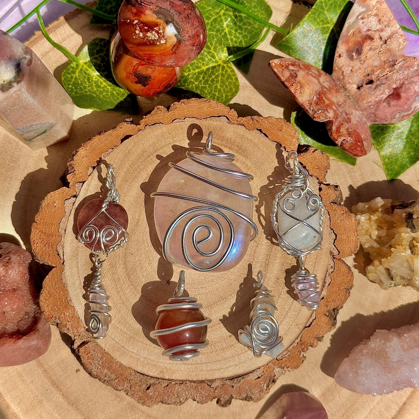 fairy spiral wire wrapped pendants ~ aluminium craft wire