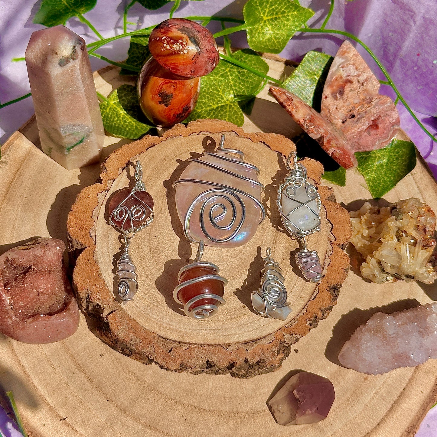 fairy spiral wire wrapped pendants ~ aluminium craft wire