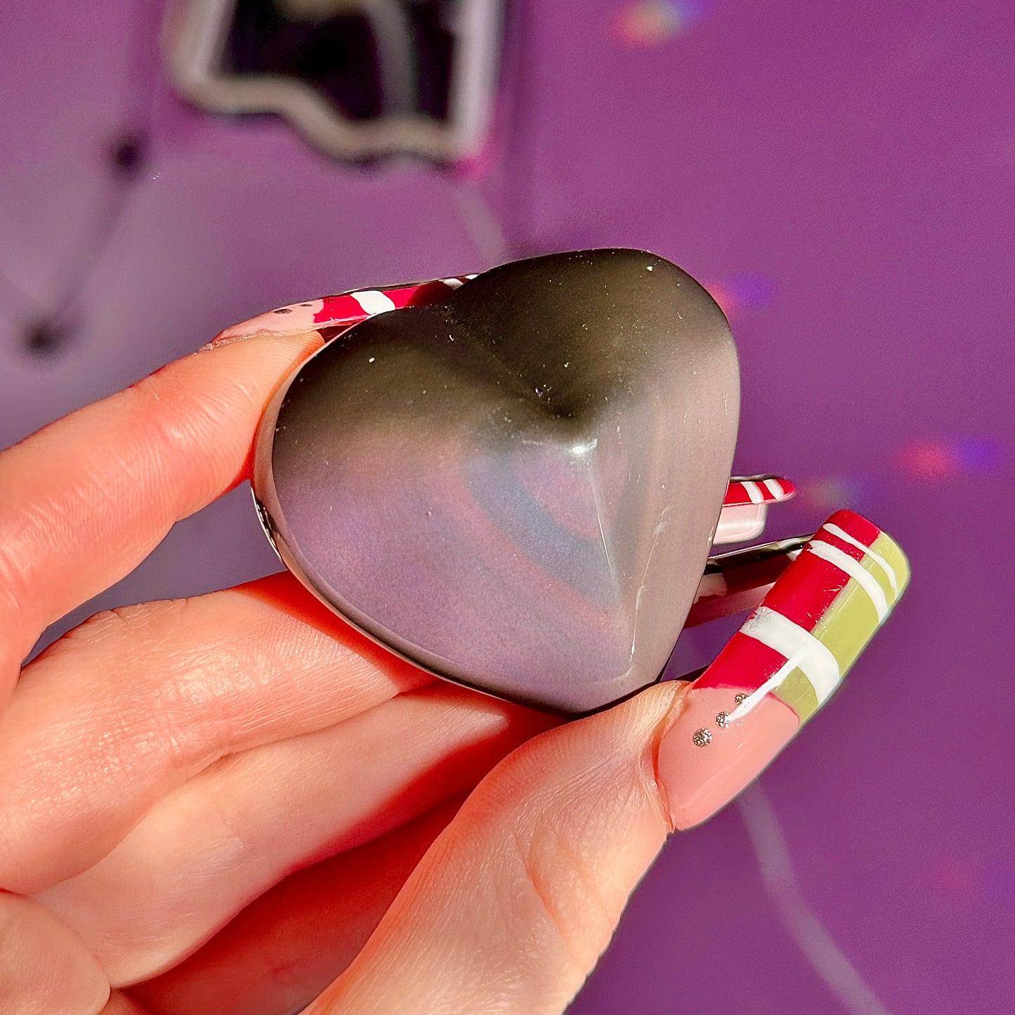 rainbow obsidian heart carvings A & B