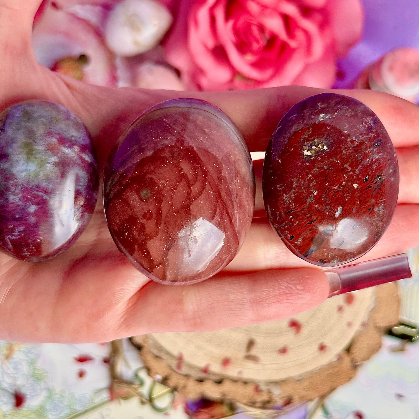 pierres de poche de jaspe océanique rouge ~ choisissez la vôtre