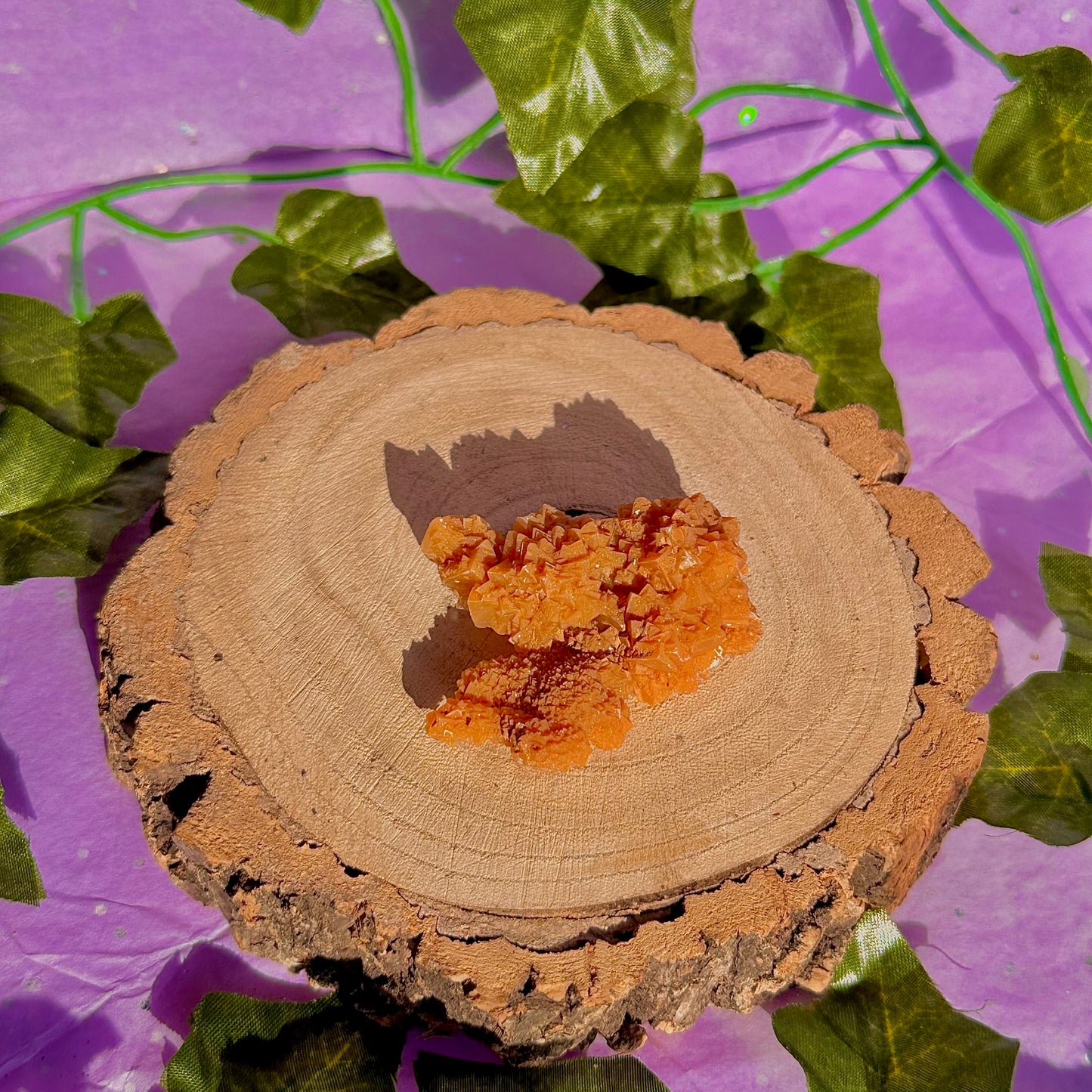 orange calcite specimen cluster A