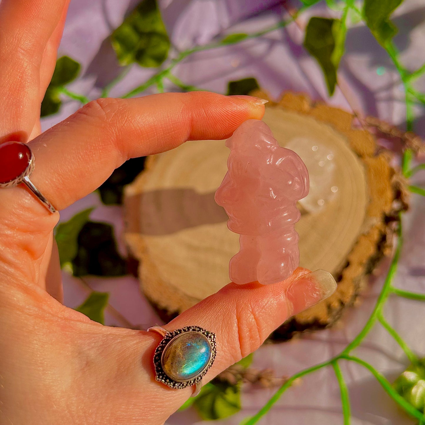 sculptures du père Noël, quartz rose et quartz clair ~ choisissez le vôtre