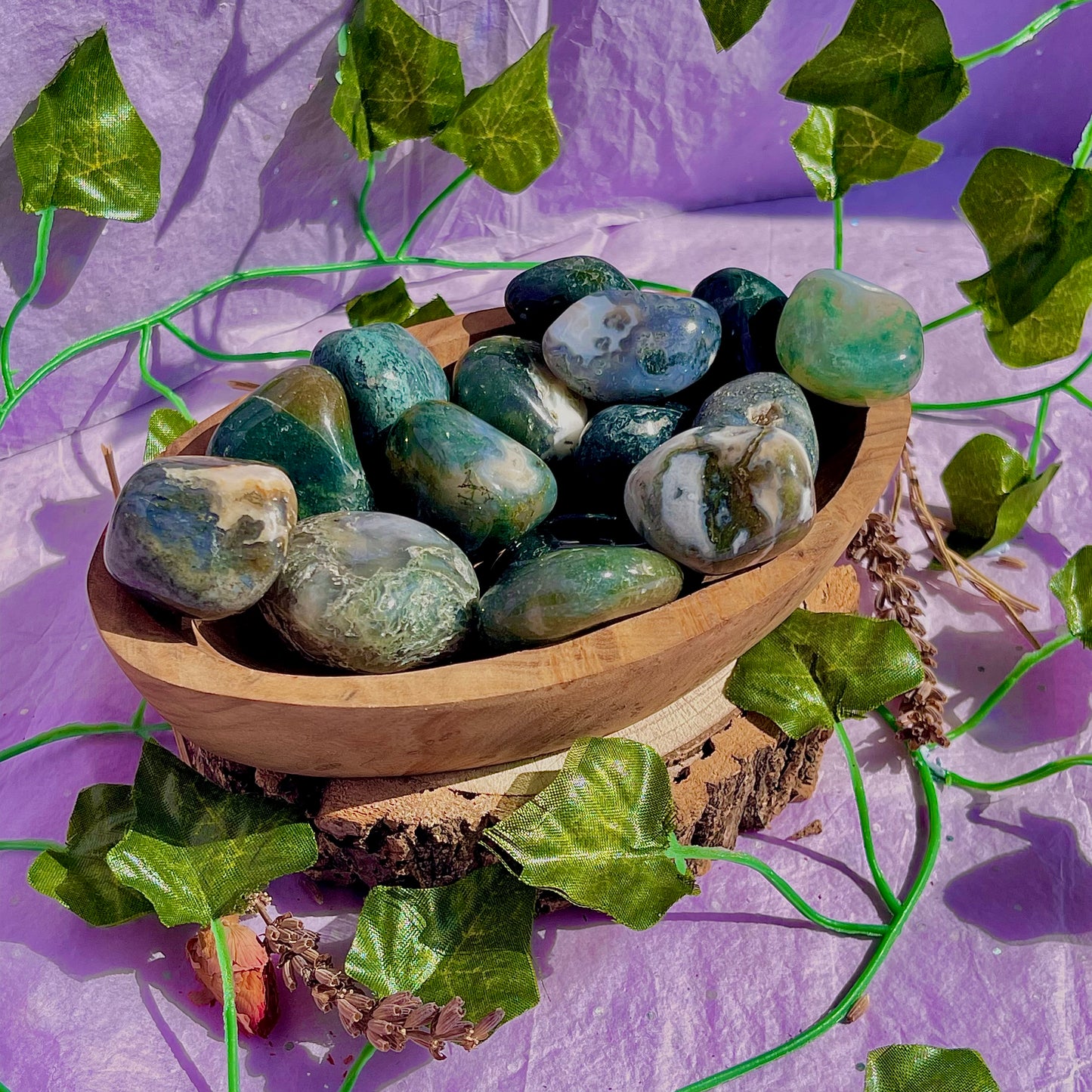 moss agate tumble