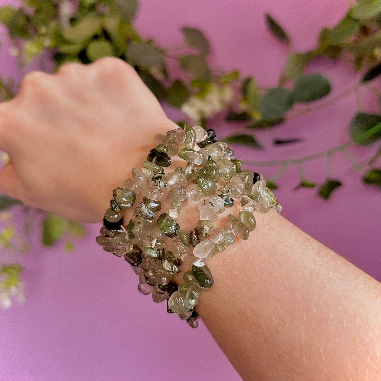 green rutile chip bracelets