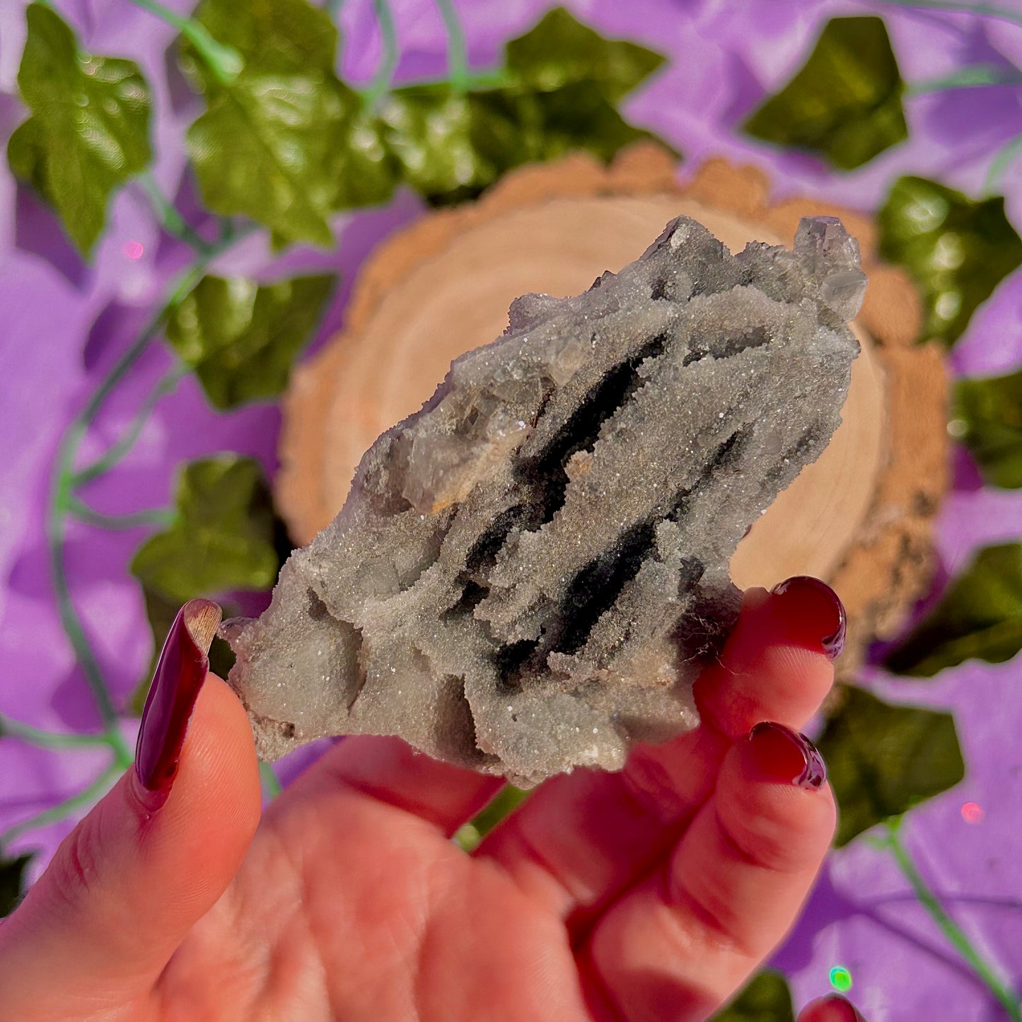 druzy quartz specimen with cubic fluorite & mini pyrite flower
