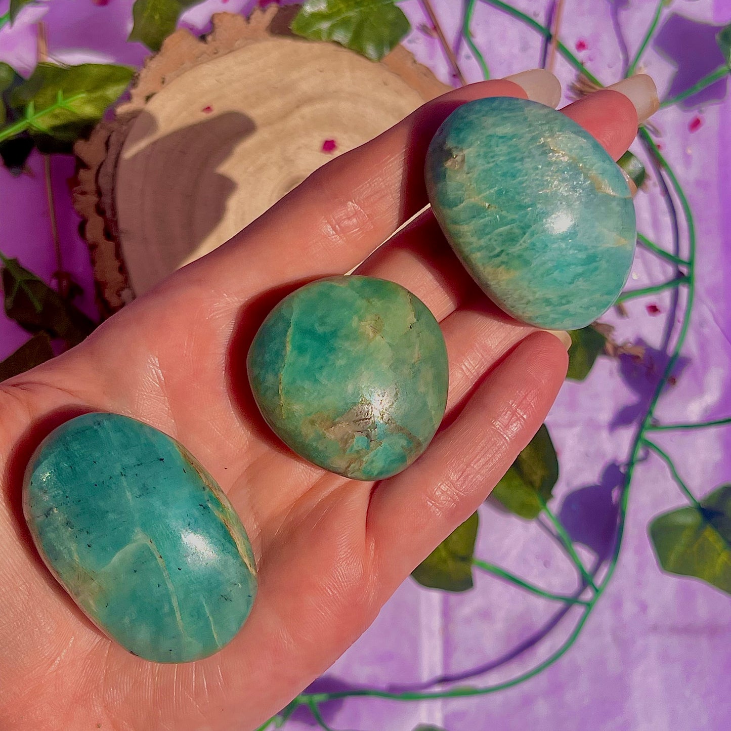 amazonite palm stones ~ intuitively chosen