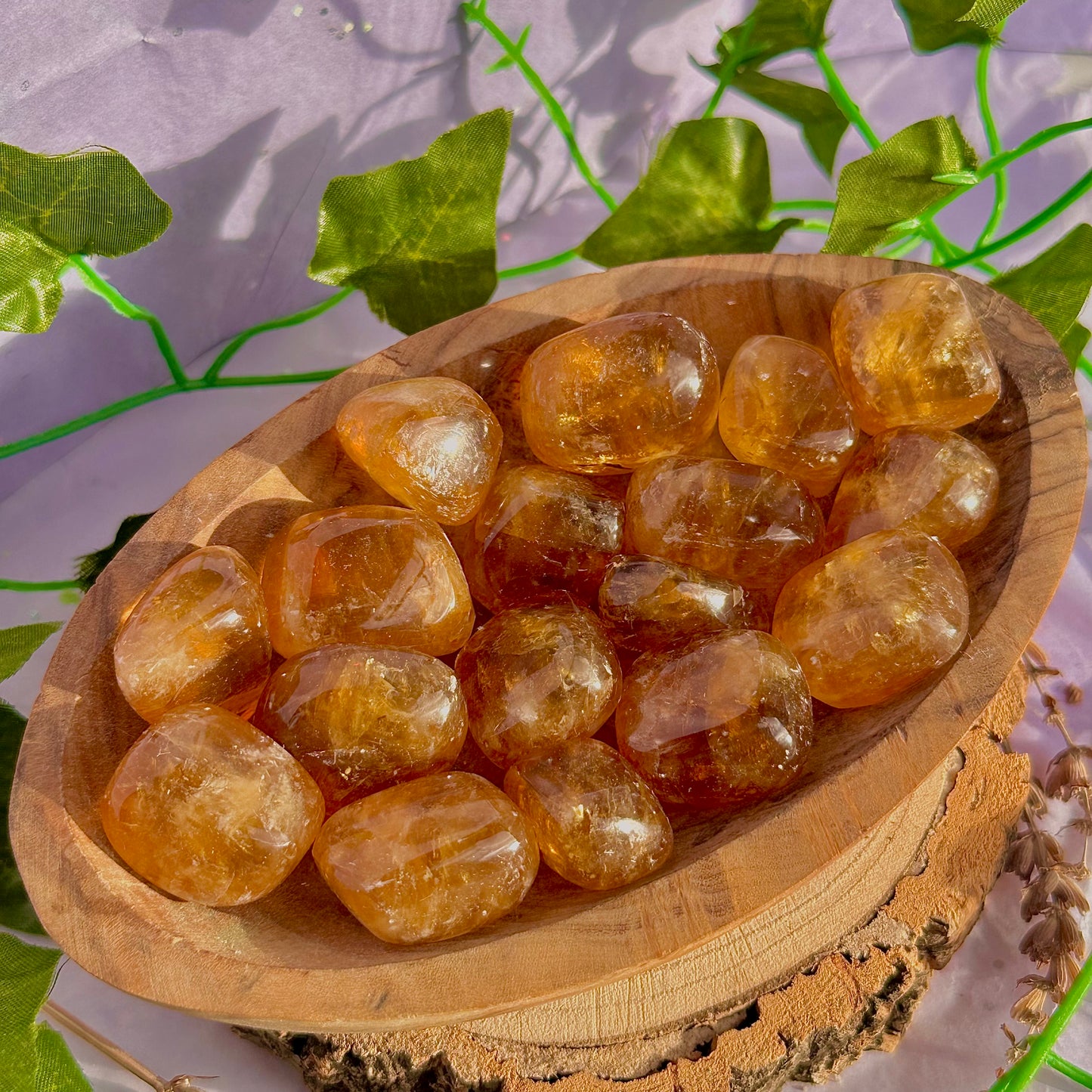 honey calcite tumbles
